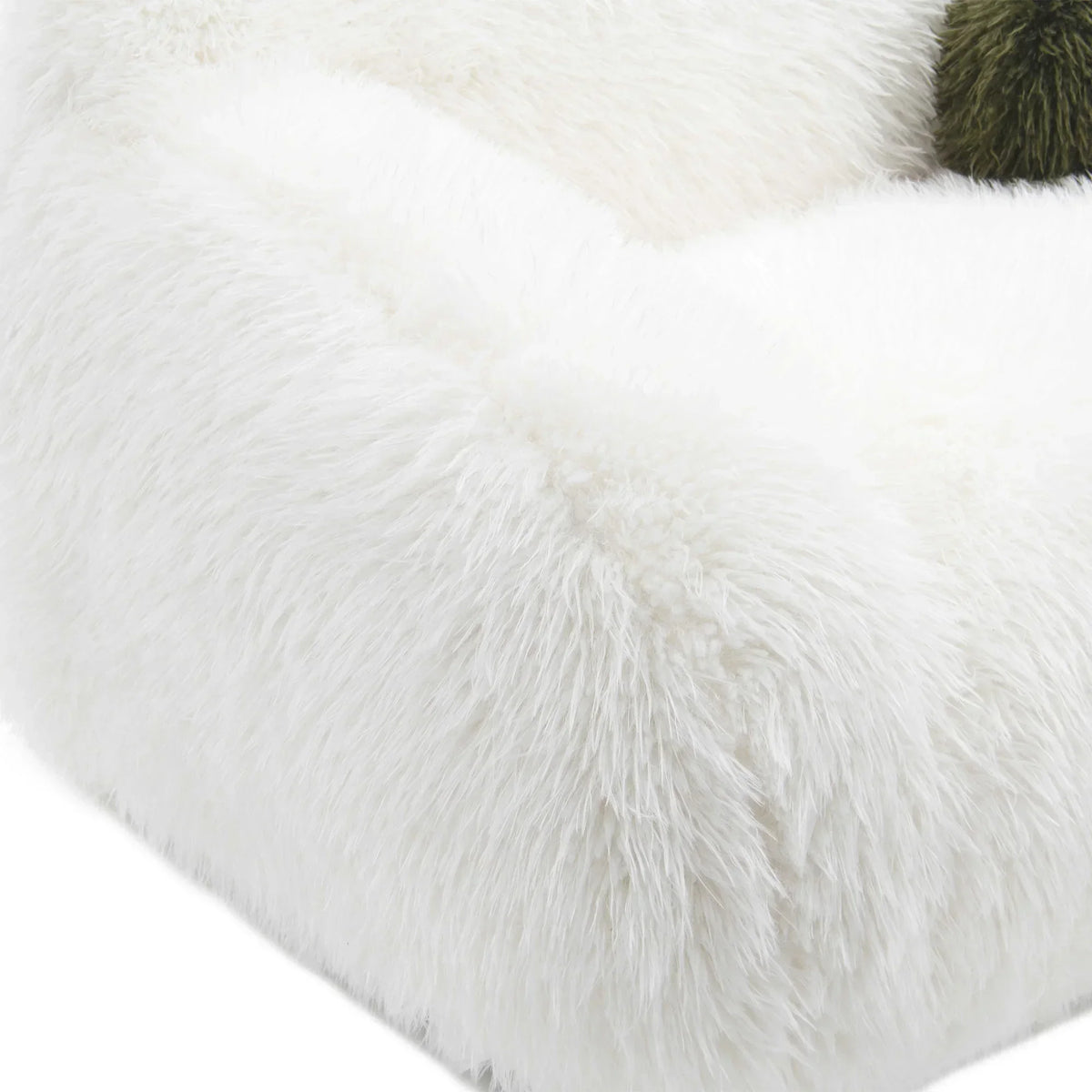 66 Inch Darwen Modern Faux Fur Loveseat with Ball Pillow