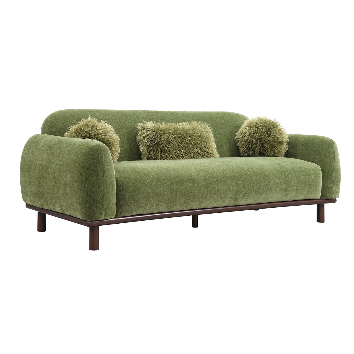 Mellone 84" Mid-Century Modern Chenille Sofa with 3 Pillows
