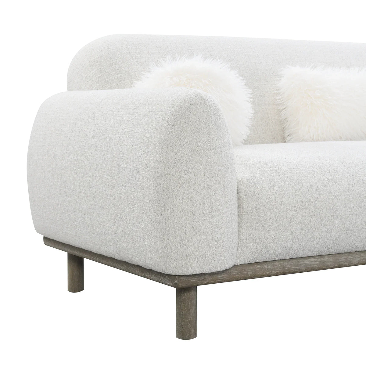 Mellone 84" Mid-Century Modern Chenille Sofa with 3 Pillows
