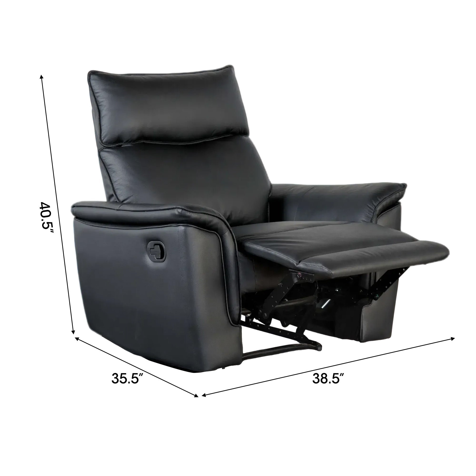 Bienne 38.5 Inch Leather Match Manual Recliner Chair