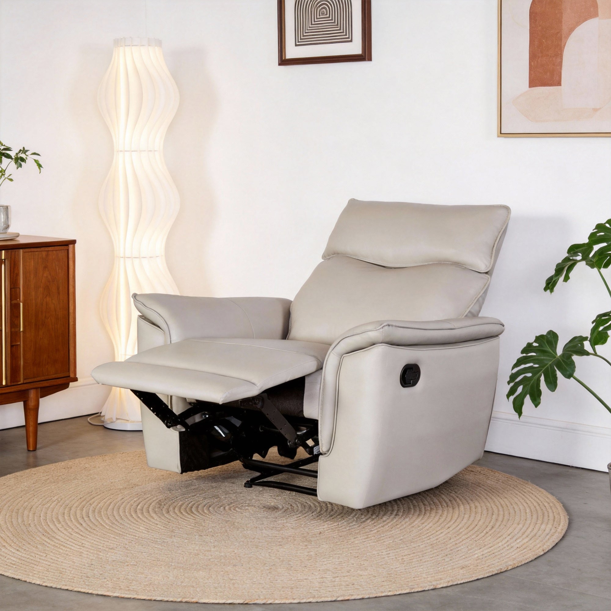 Bienne 38.5 Inch Leather Match Manual Recliner Chair