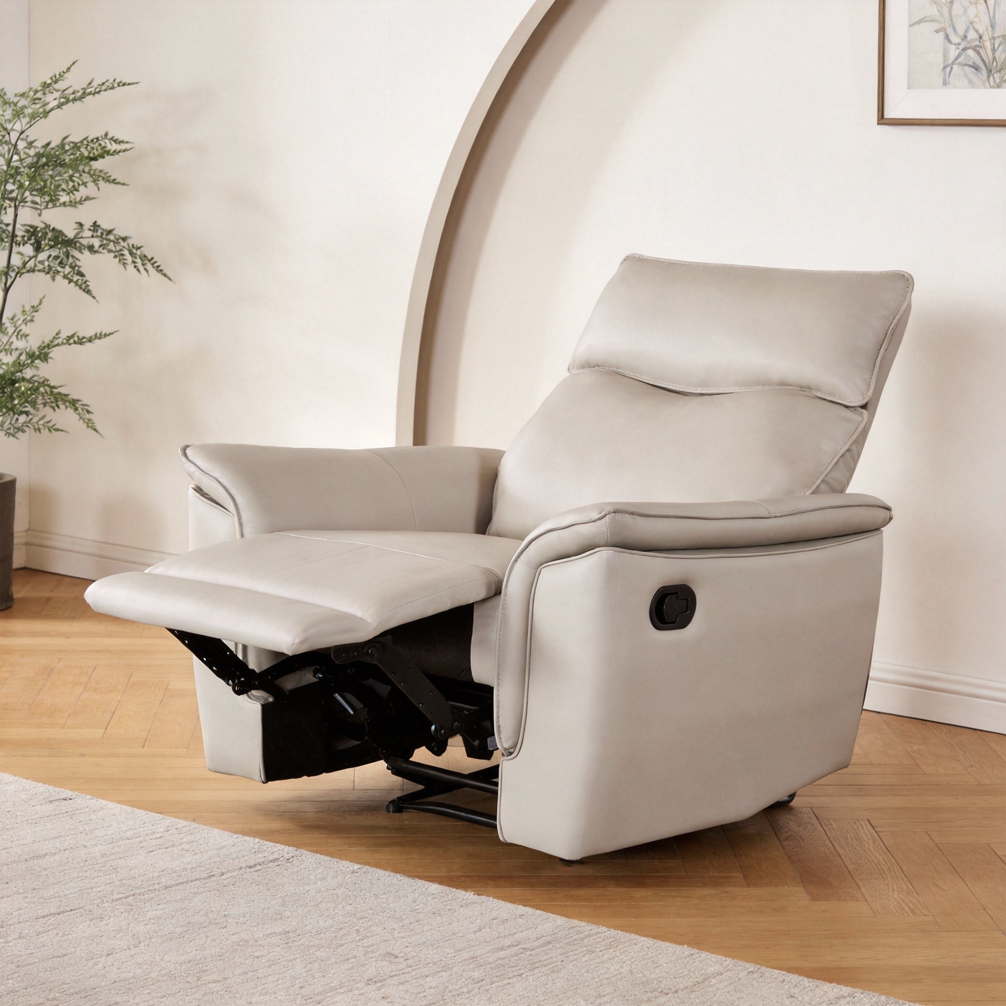 Bienne 38.5 Inch Leather Match Manual Recliner Chair