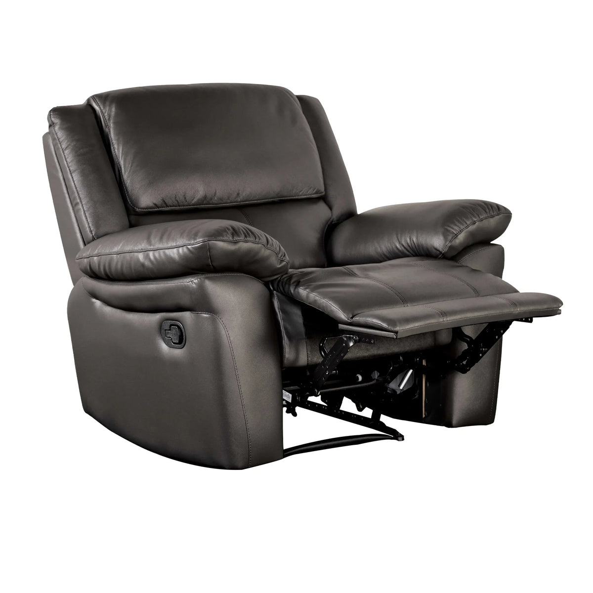 38 Inch Leather Recliner Chair with Pillow Top Arms for Living Room