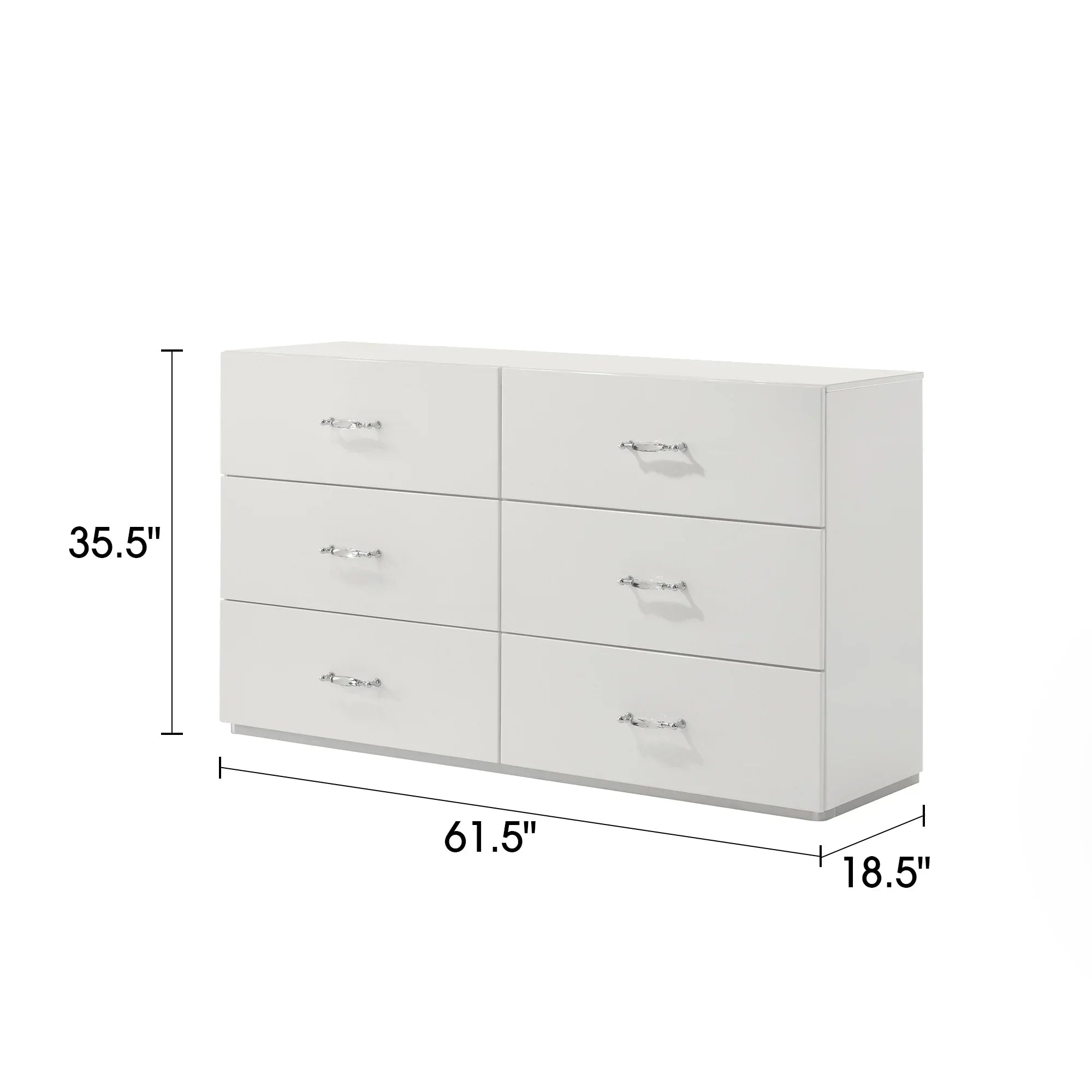 Stoholm 61.5" Modern White 6-Drawer Dresser