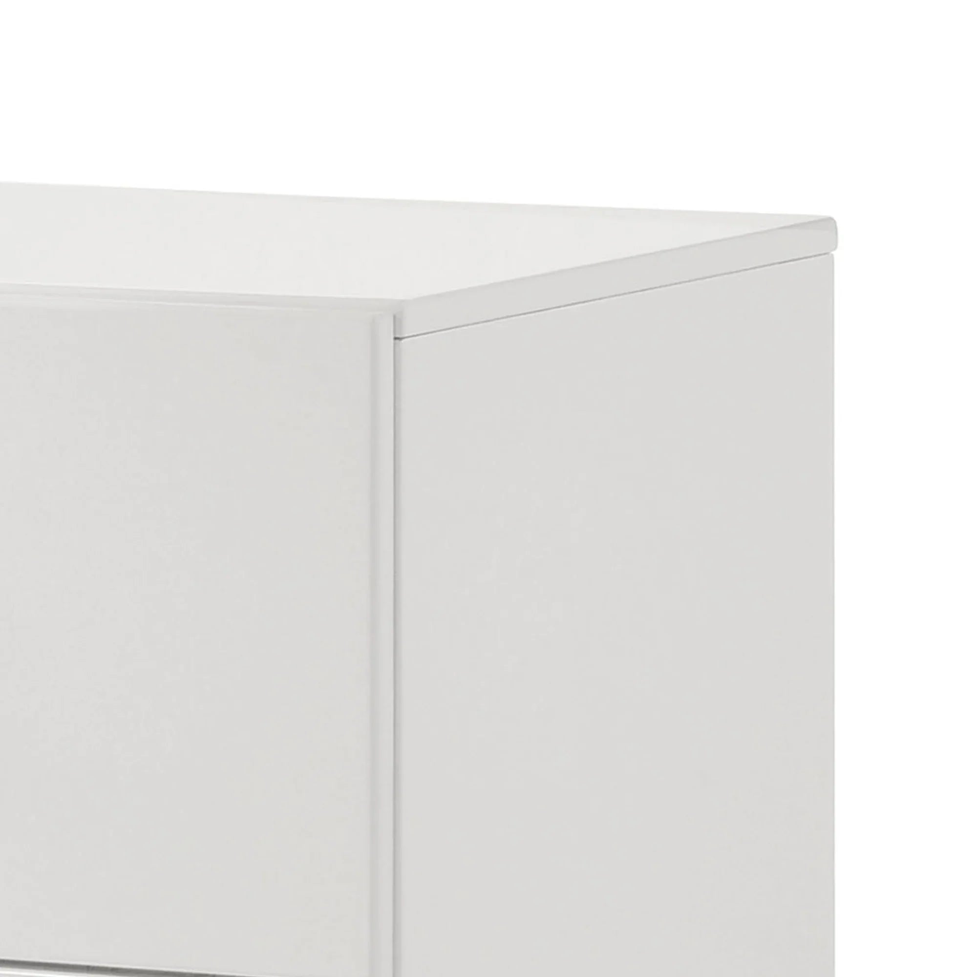 Stoholm Modern White Nightstand with 2-Drawer and Chrome Handles