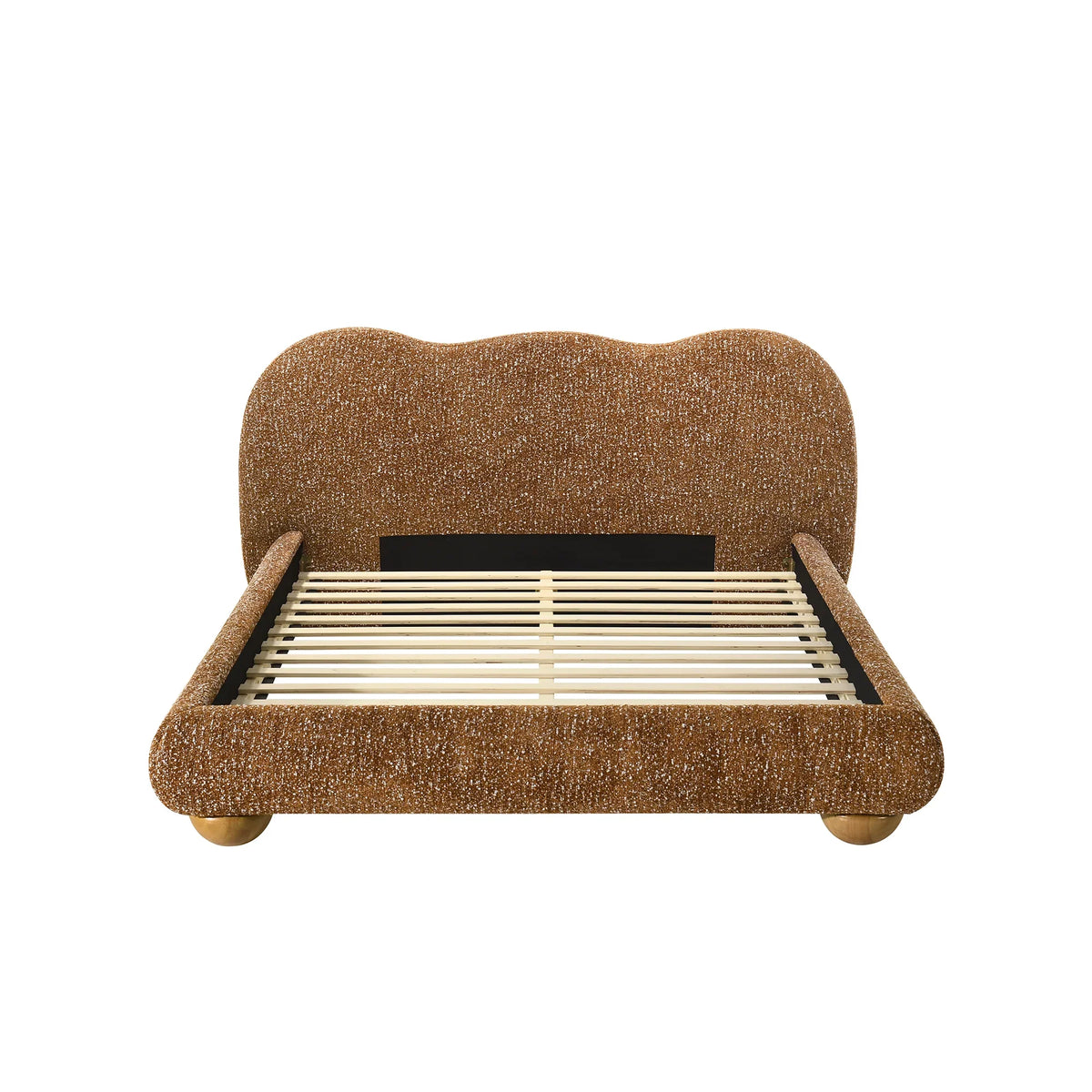 Finamore E.King & Queen Frame Platform Bed with Round Bun Wood Feet