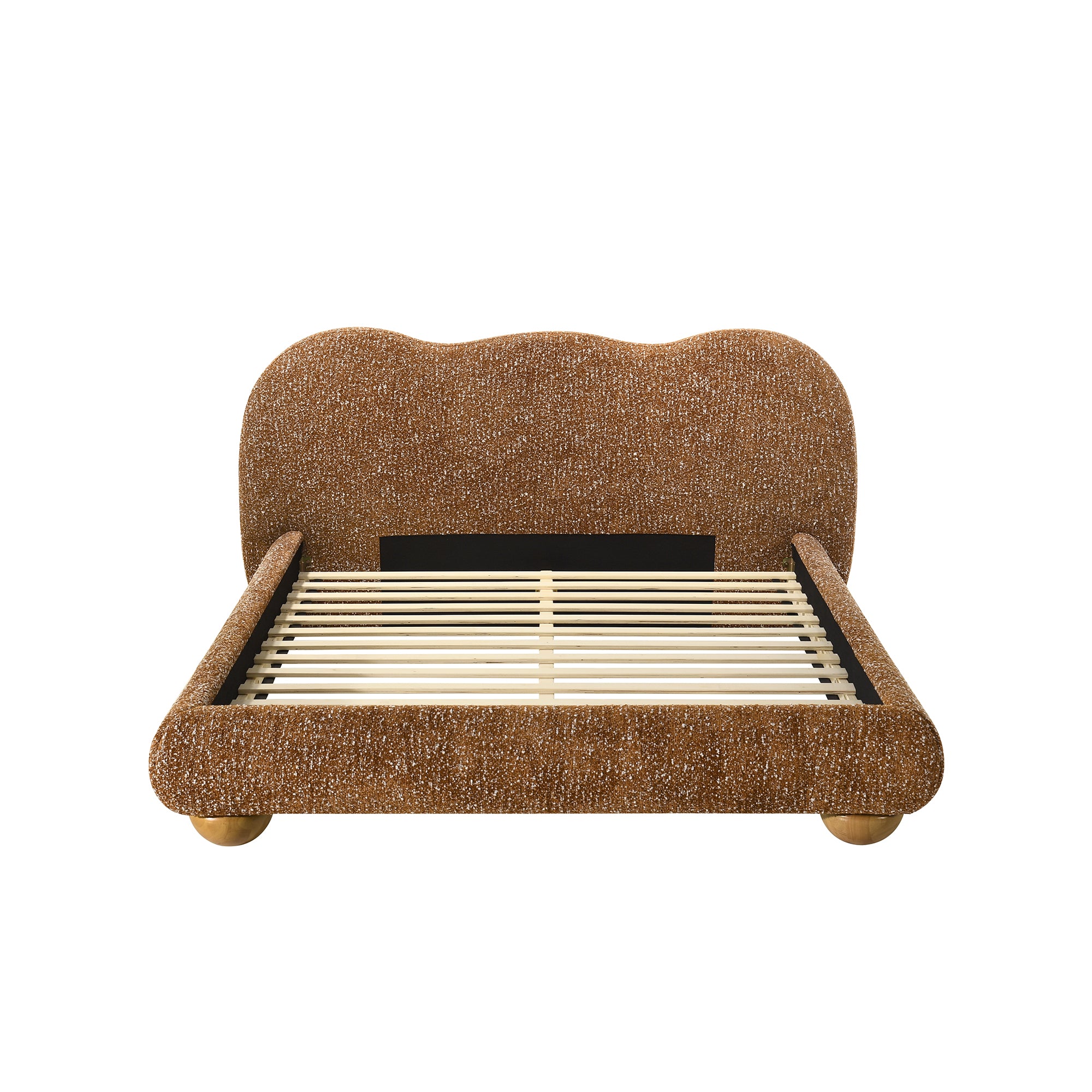 Finamore E.King & Queen Frame Platform Bed with Round Bun Wood Feet