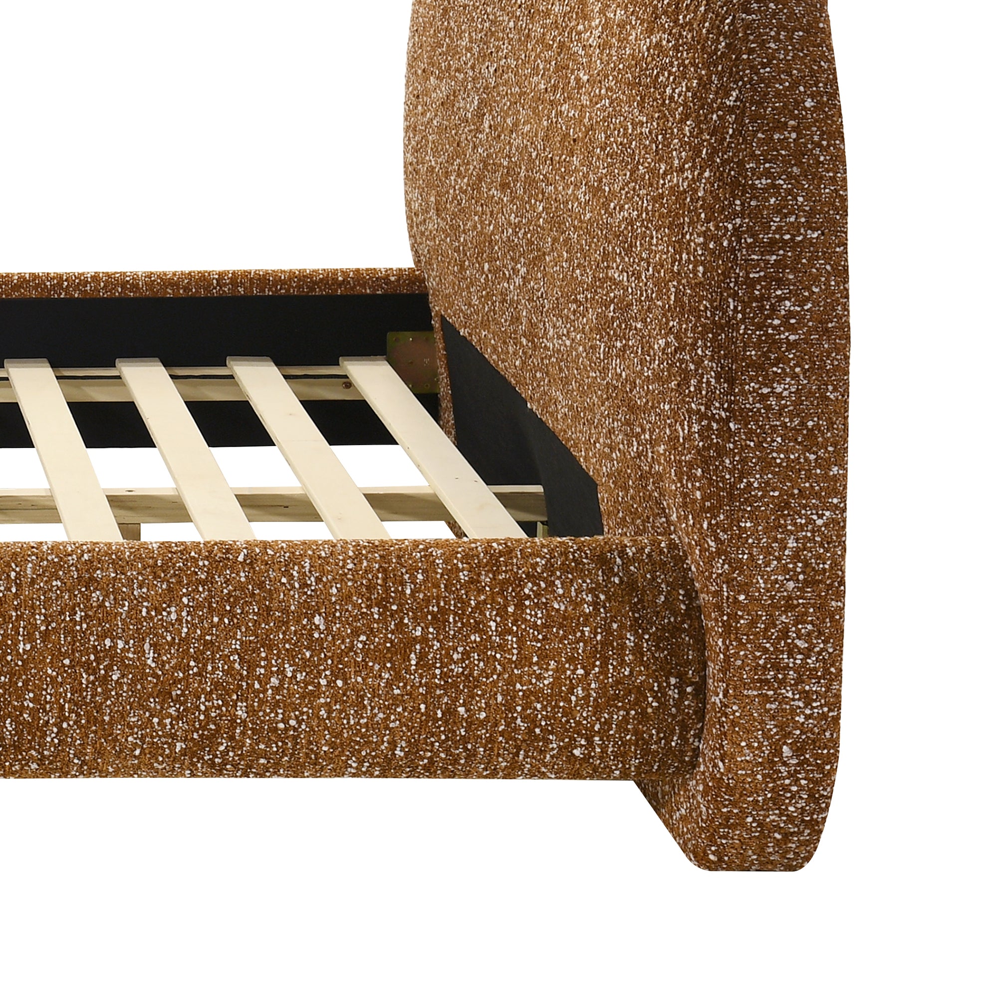 Finamore E.King & Queen Frame Platform Bed with Round Bun Wood Feet