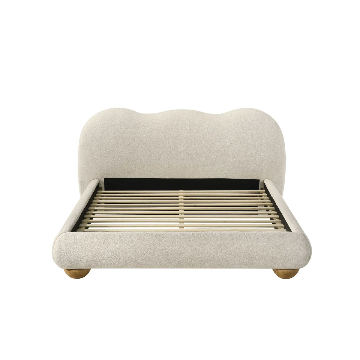 Finamore E.King & Queen Frame Platform Bed with Round Bun Wood Feet