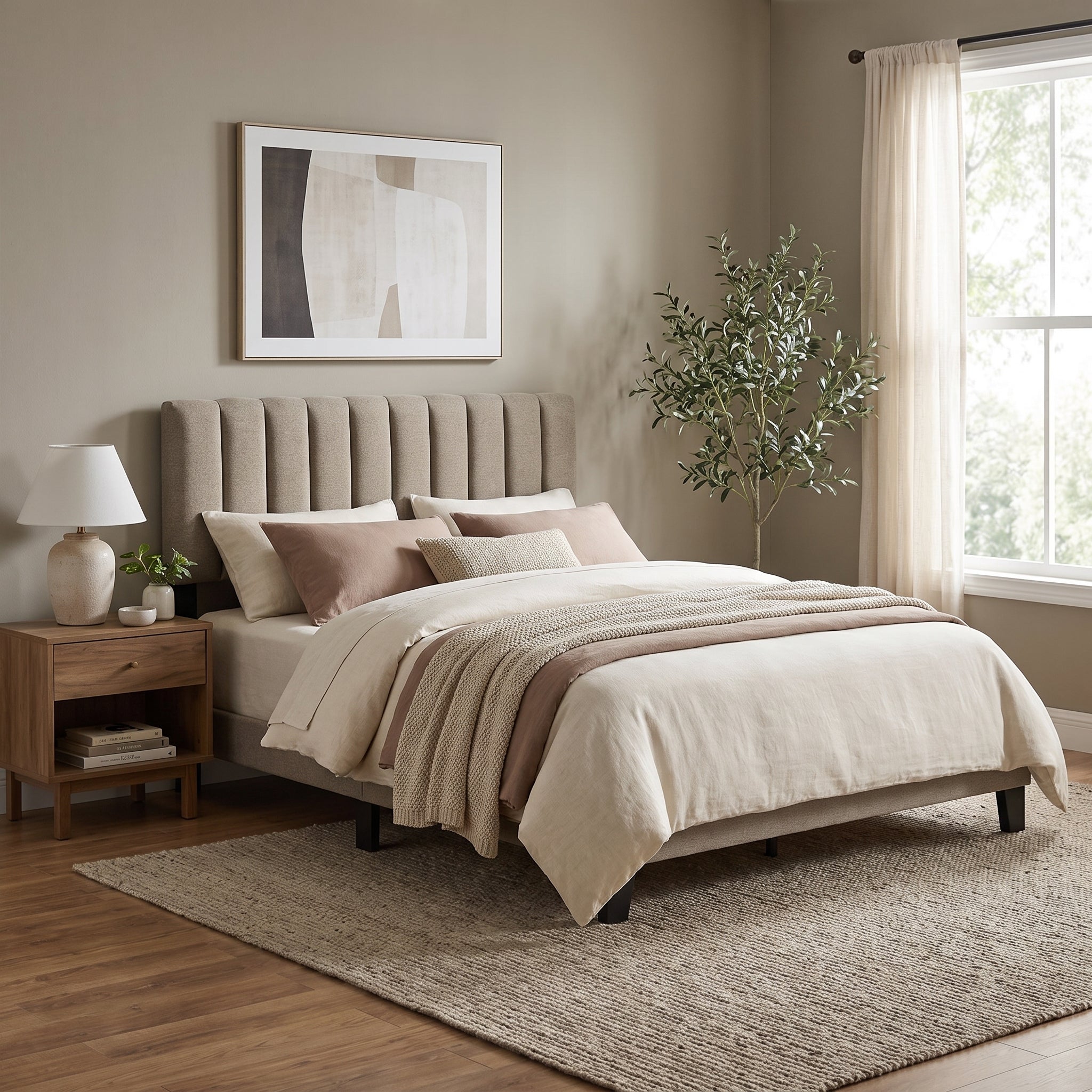 Altimari E.King & Queen Channeled Headboard Frame Platform Bed