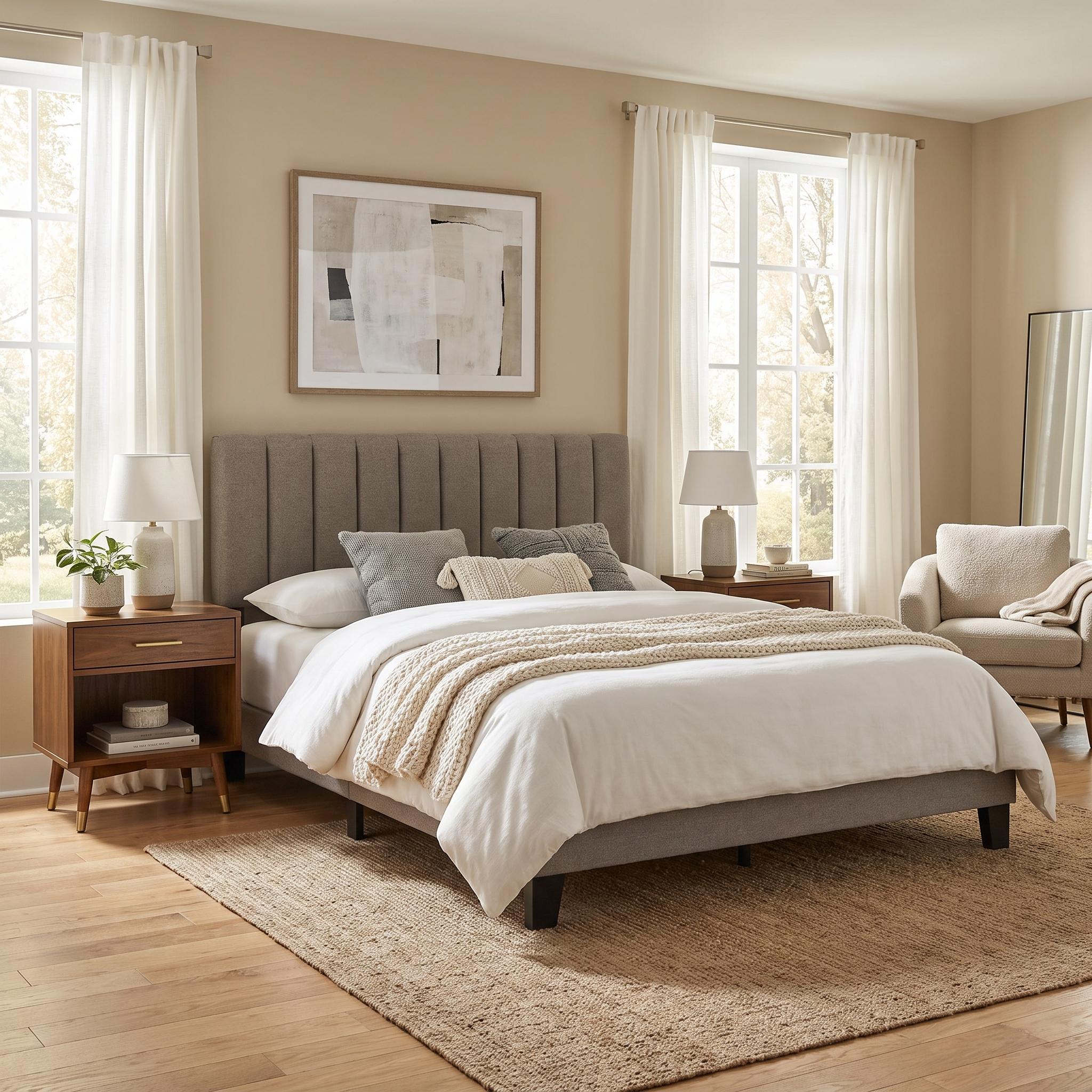 Altimari E.King & Queen Channeled Headboard Frame Platform Bed