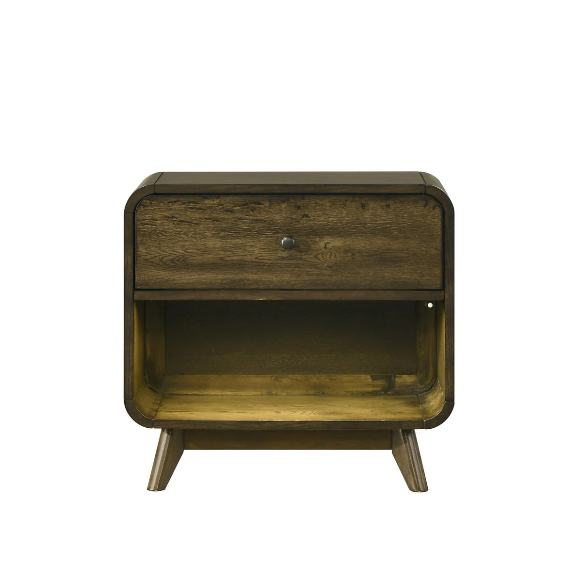 27 Inch Rustic Oak 1-Drawer Nightstand with LED