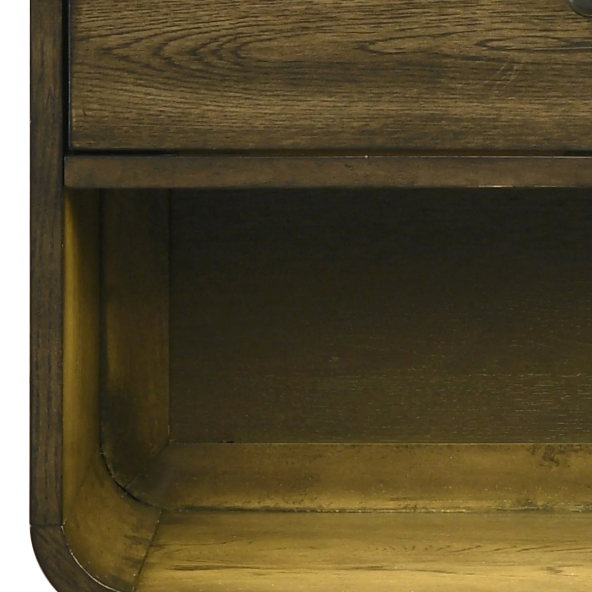 27 Inch Rustic Oak 1-Drawer Nightstand with LED