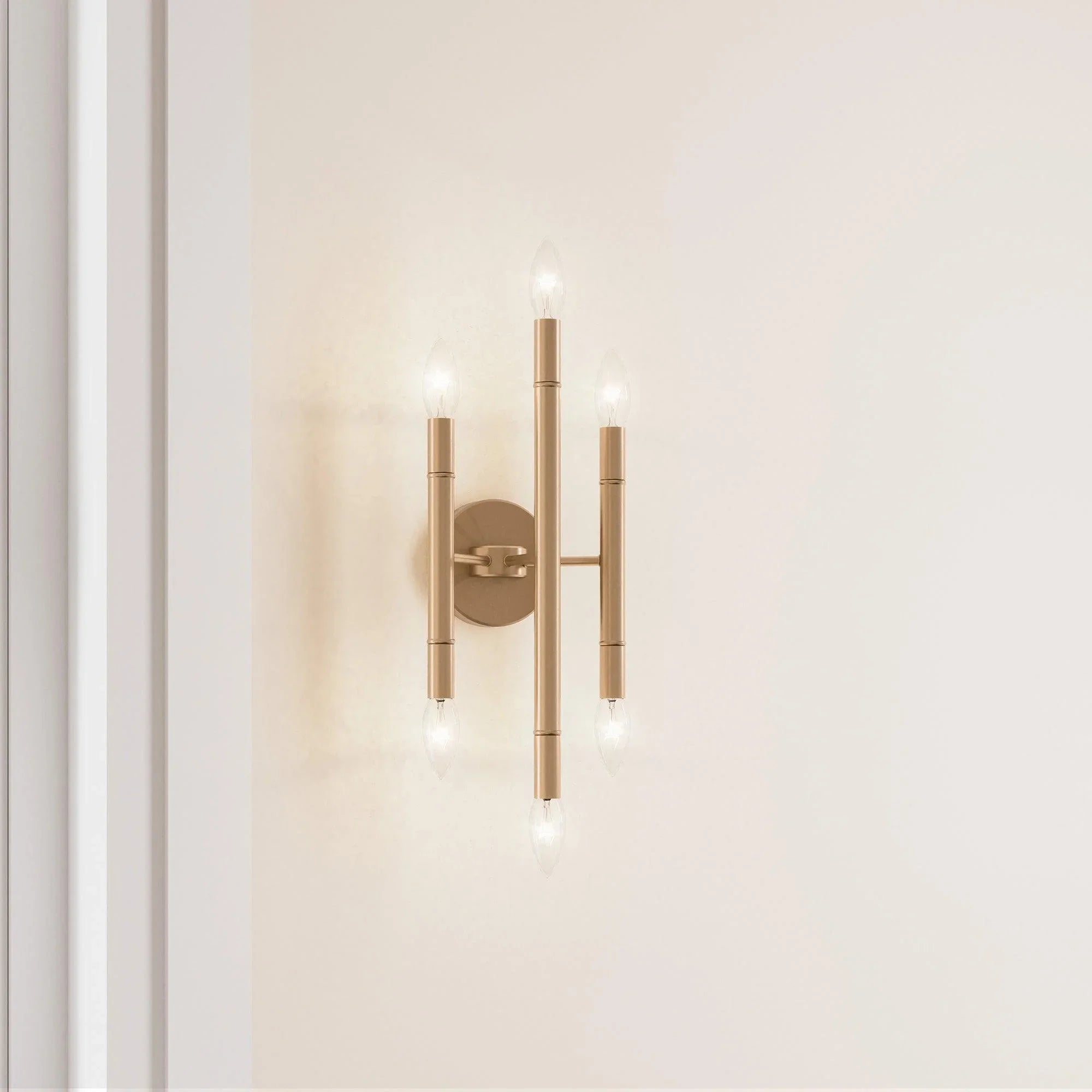 Ignis Mid-Century Modern Gold 6-Light Wall Sconce