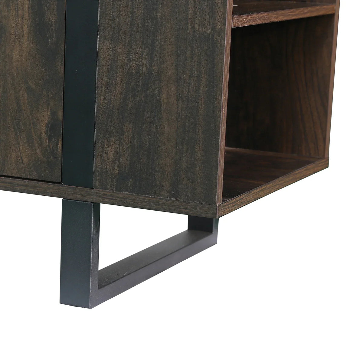72 Inch Both Sides Open Shelves TV Stand with 36 Inch Electric Fireplace for Living Room