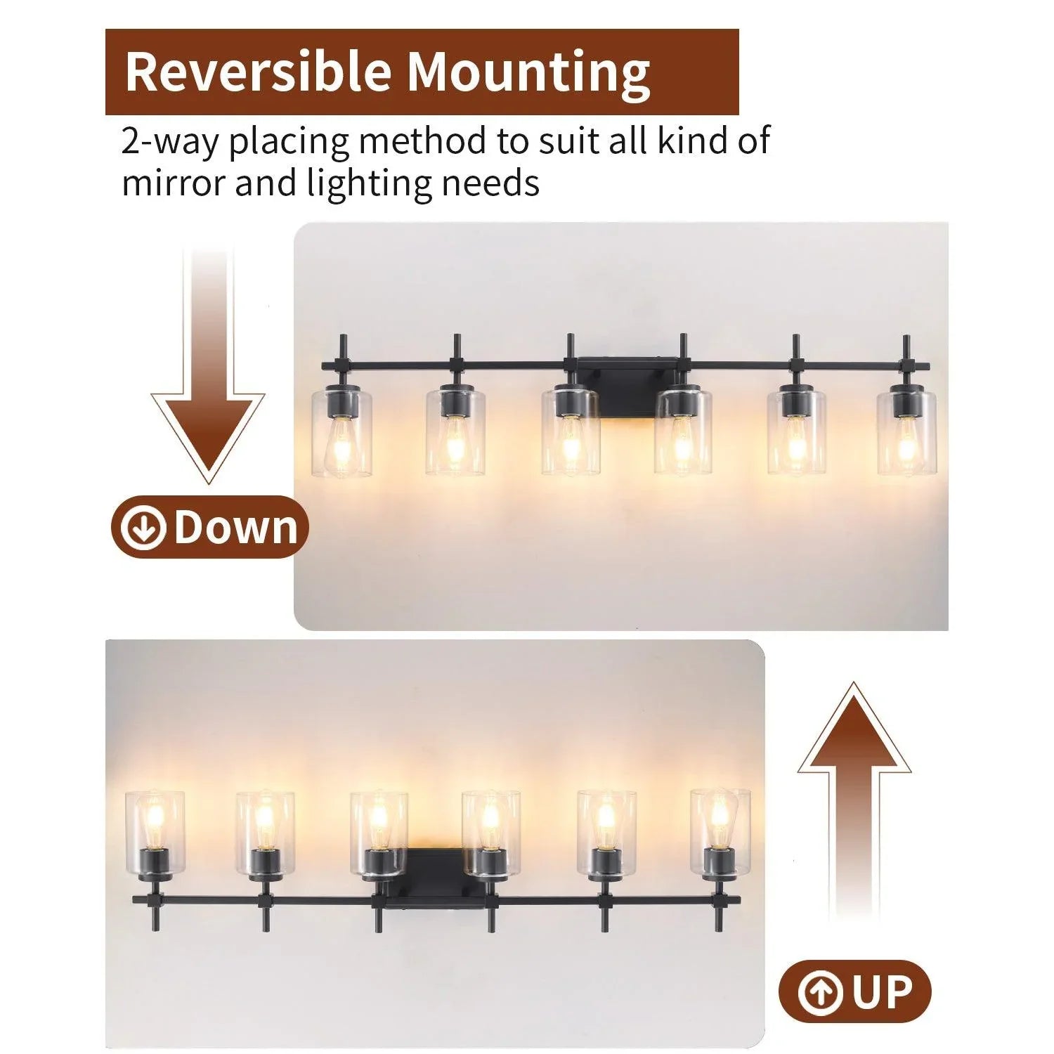 Jasper Modern Clear Glass 6-Light Bathroom Vanity Light