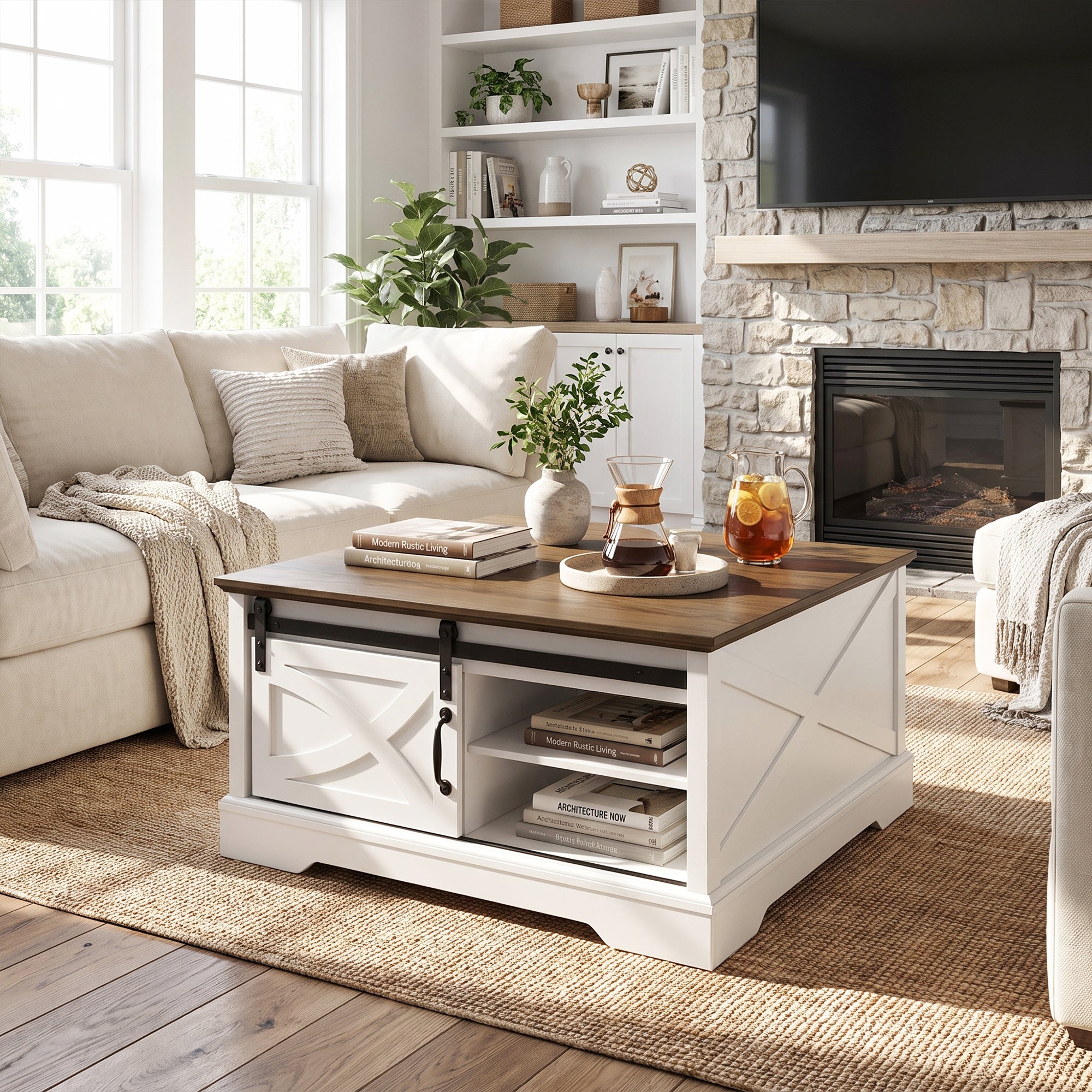 31 Inch Coffee Table Storage Cabinet with Flip-Up Top for Living Room