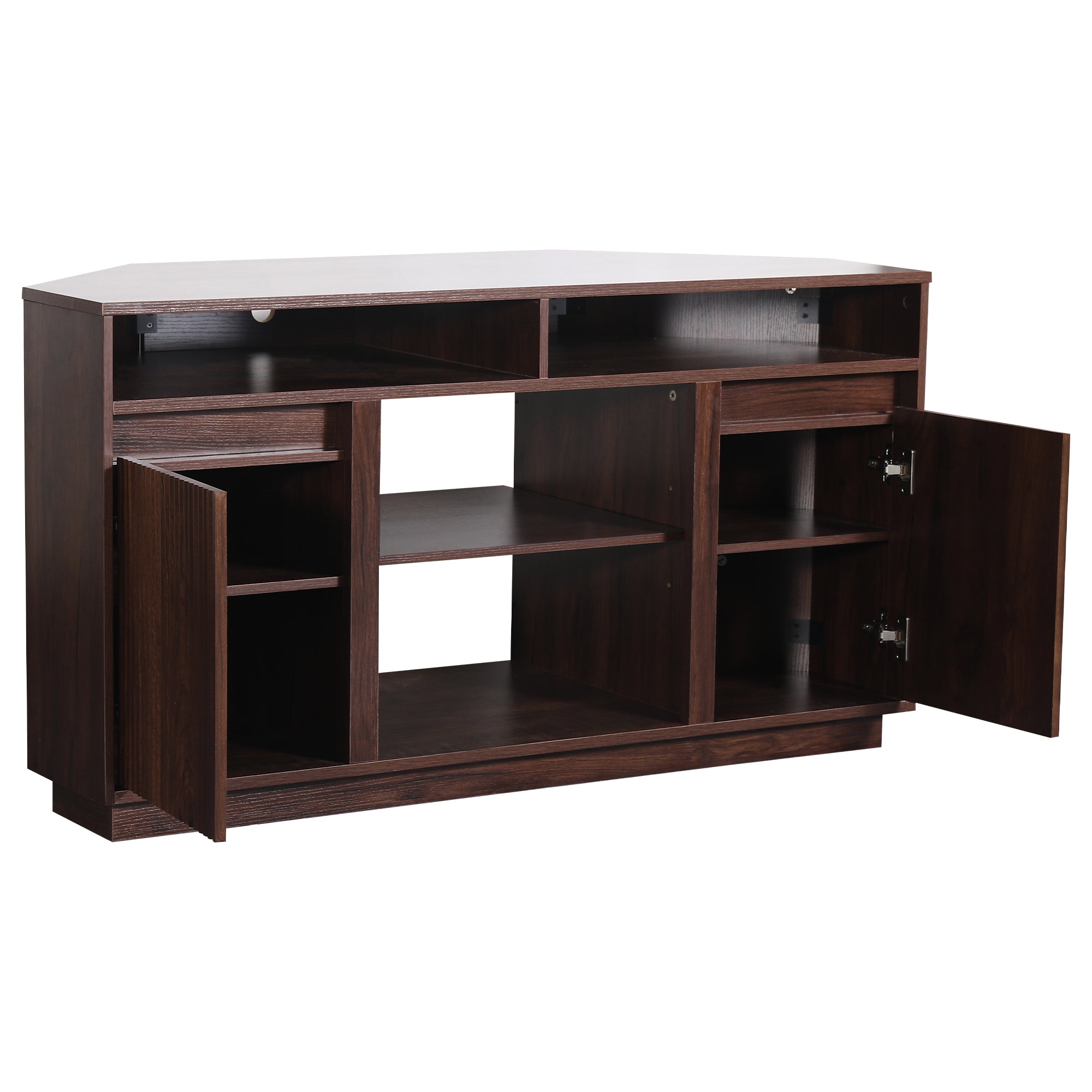 47 Inch Angled Corner Storage Cabinets TV Stand & Optional 19 Inch Electric Fireplace