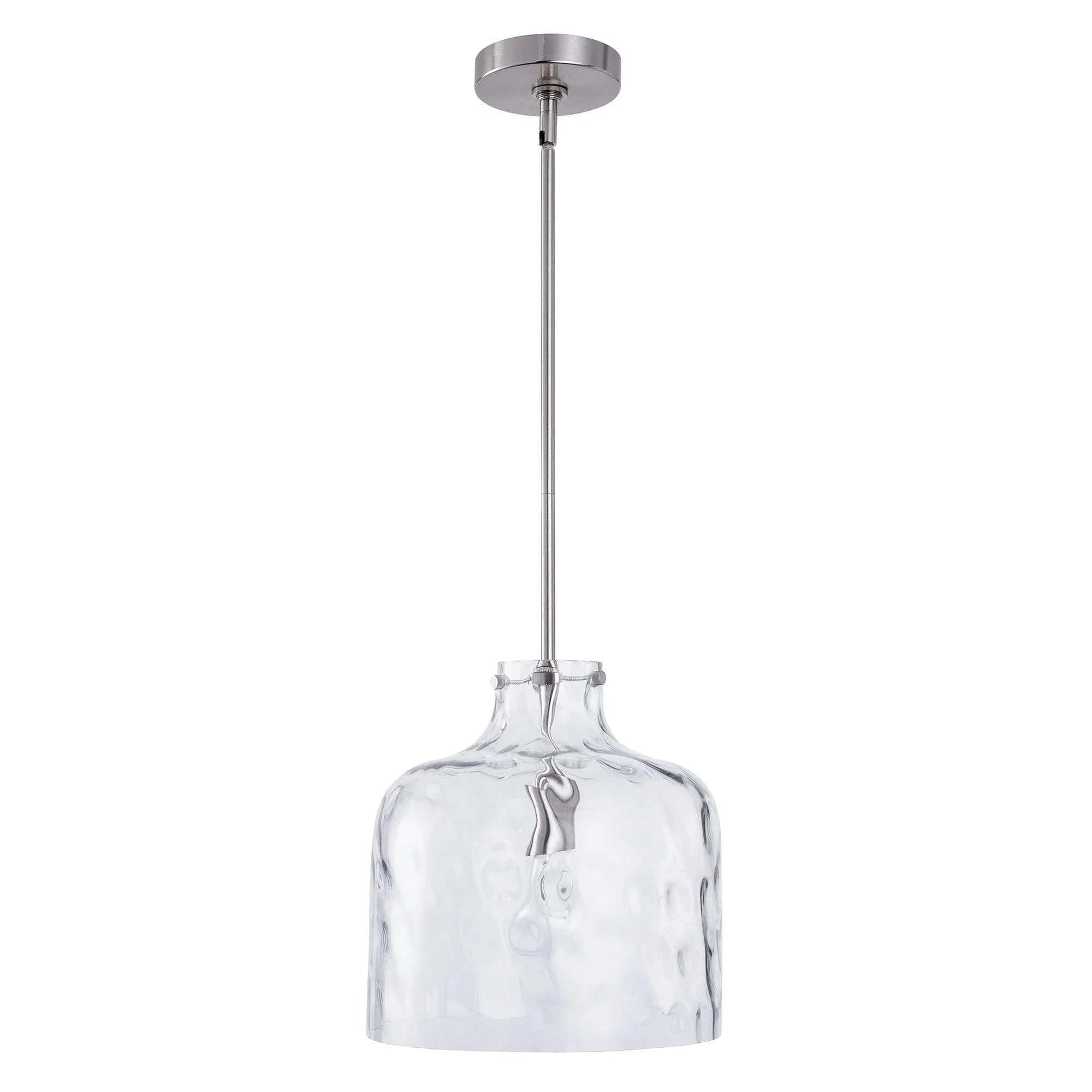 Kara Farmhouse 1-Light Textured Glass Nickel Island Pendant Light