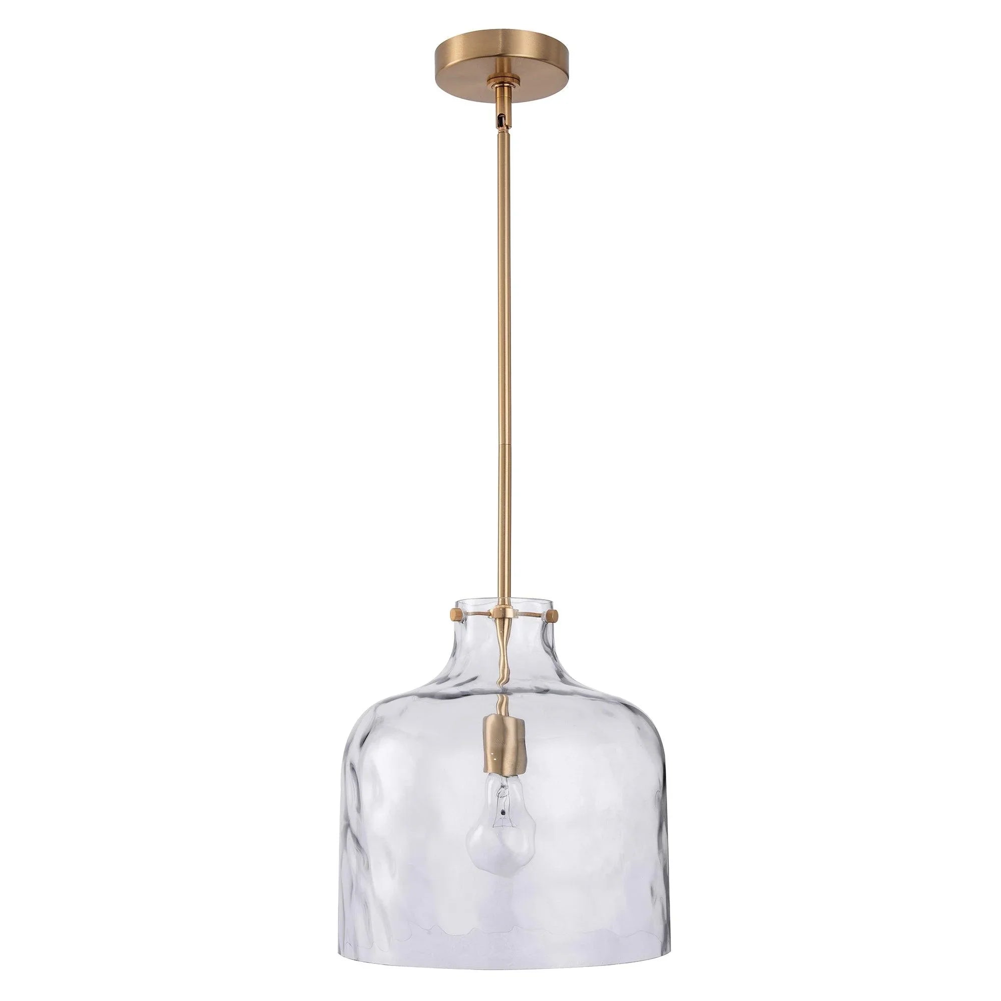 Kara Farmhouse 1-Light Textured Glass Nickel Island Pendant Light