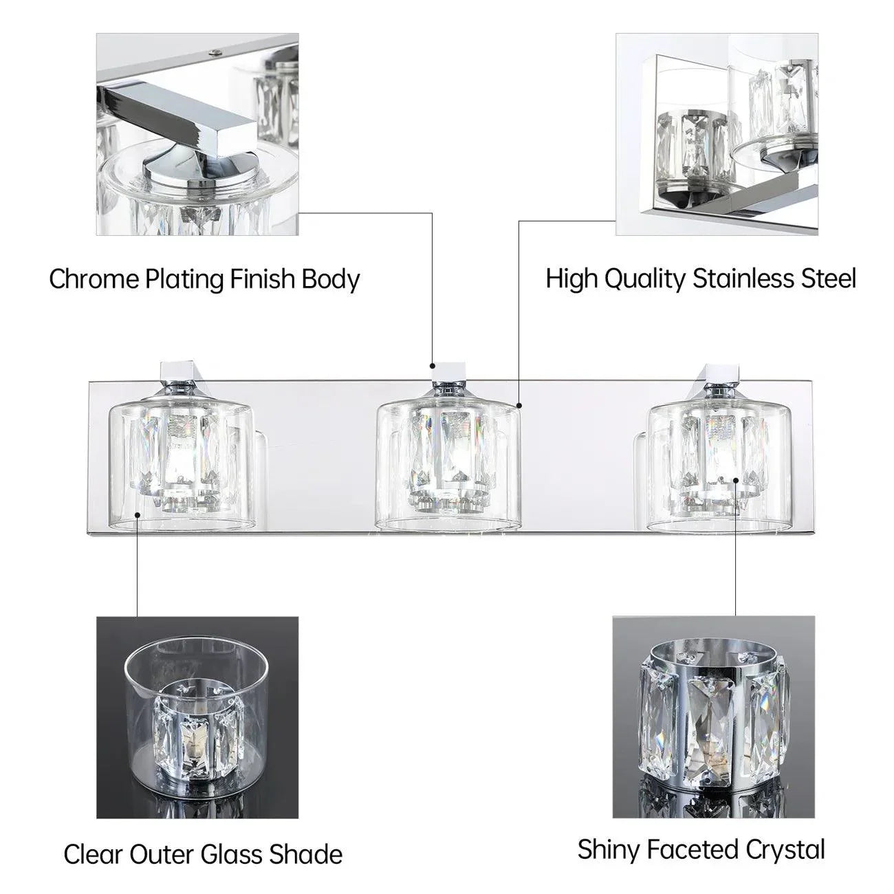 Kolt Modern 3-Light Bathroom Vanity Light