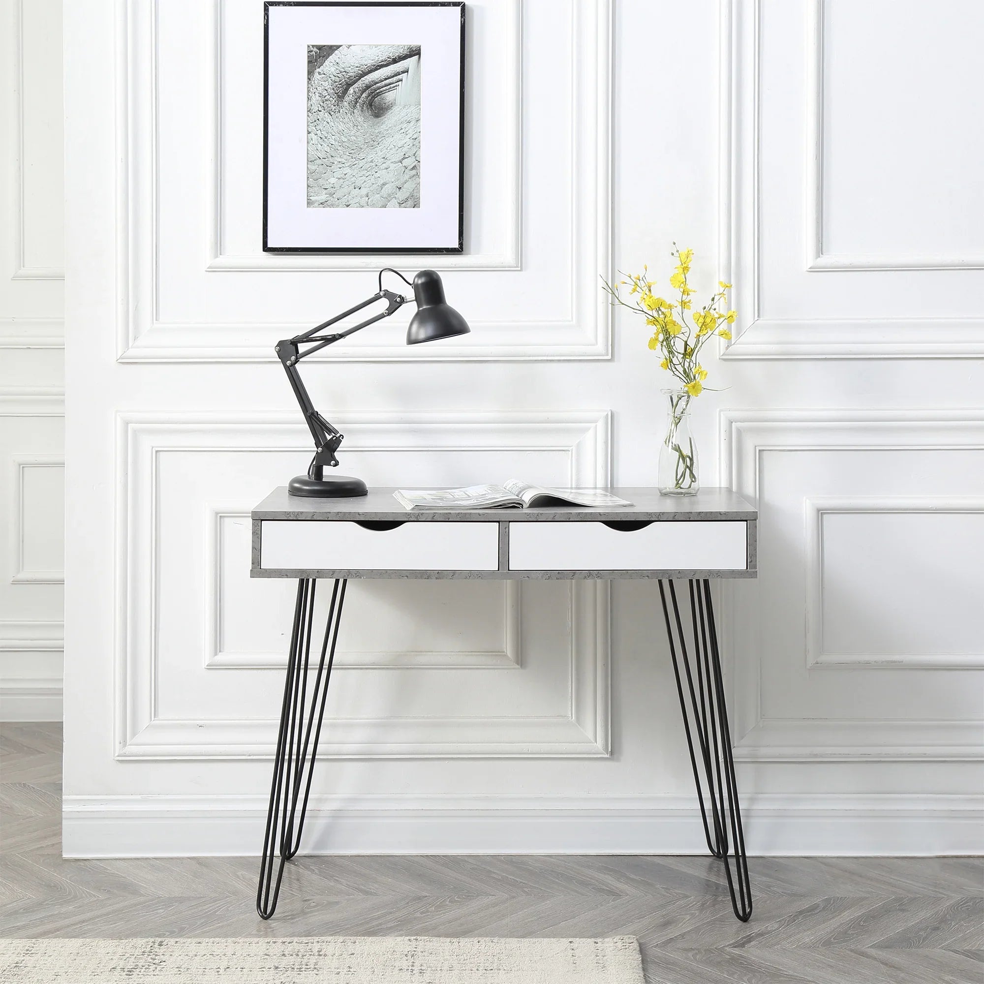 Laurel Small Desk with Drawers for Bedroom Home Office or Dorm