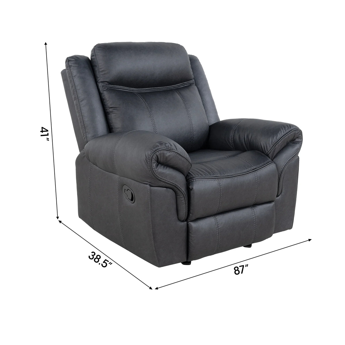 Agata 41 Inch Leatherette Glider Recliner Chair with Pillow Arms