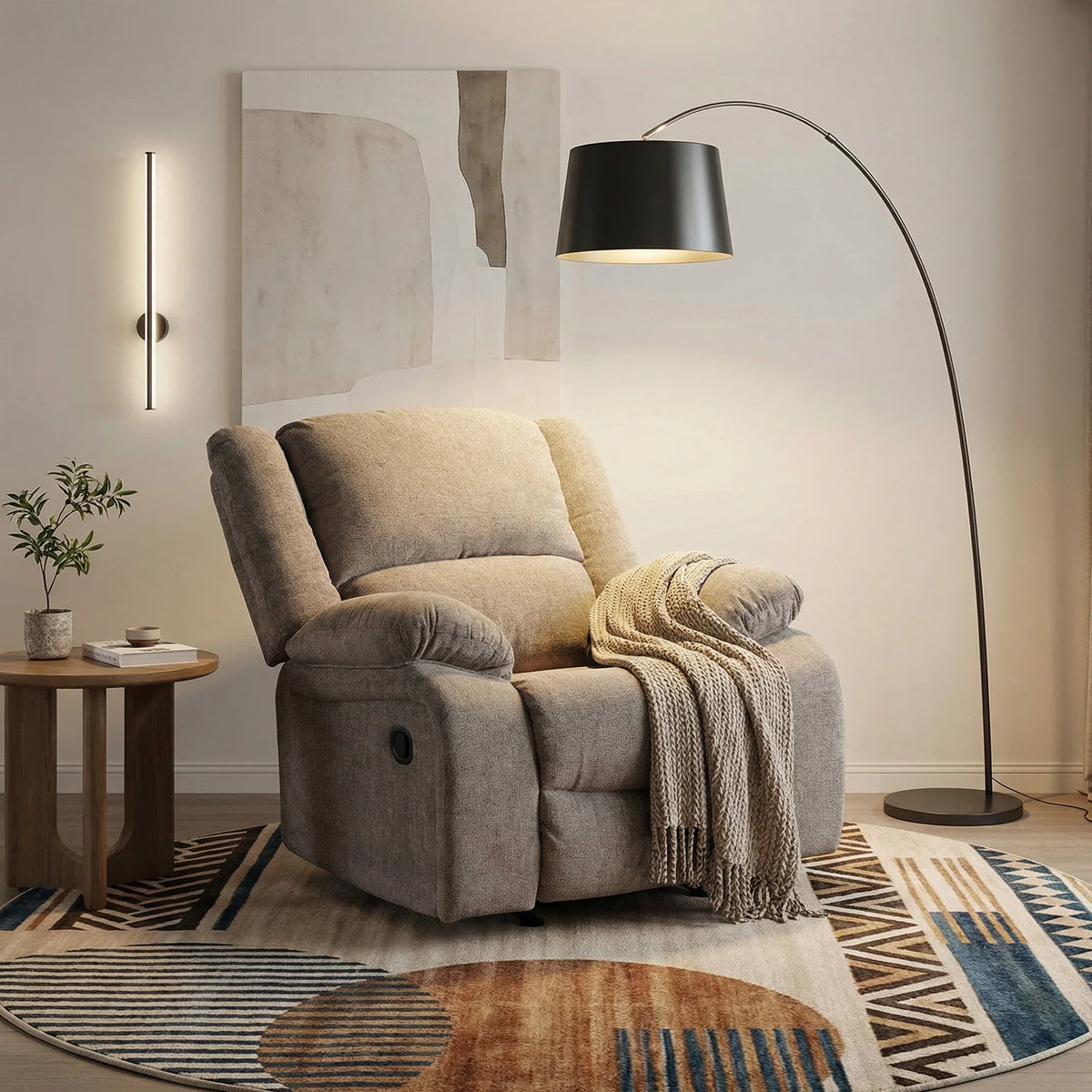 Cosimo 42 Inch Mocha Chenille Manual Recliner with Pillow Top Arms