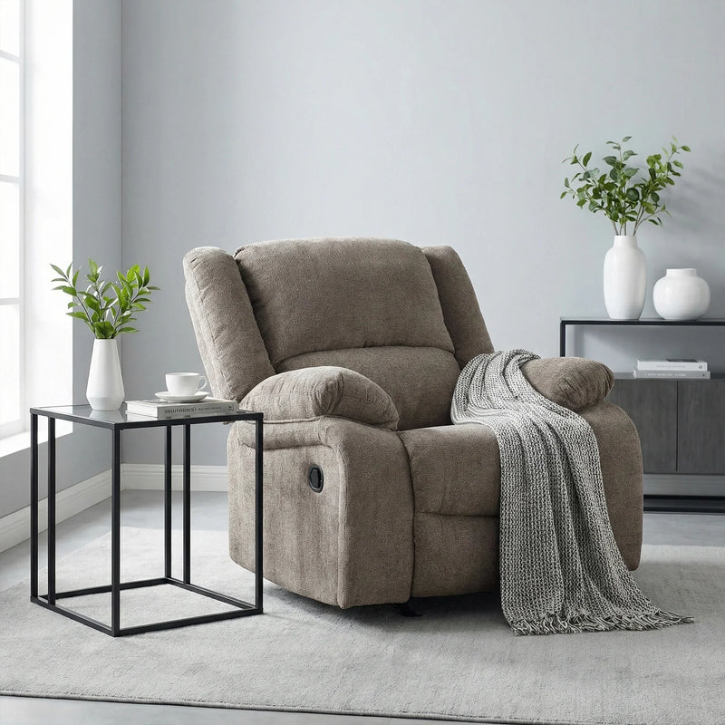 Cosimo 42 Inch Mocha Chenille Manual Recliner with Pillow Top Arms