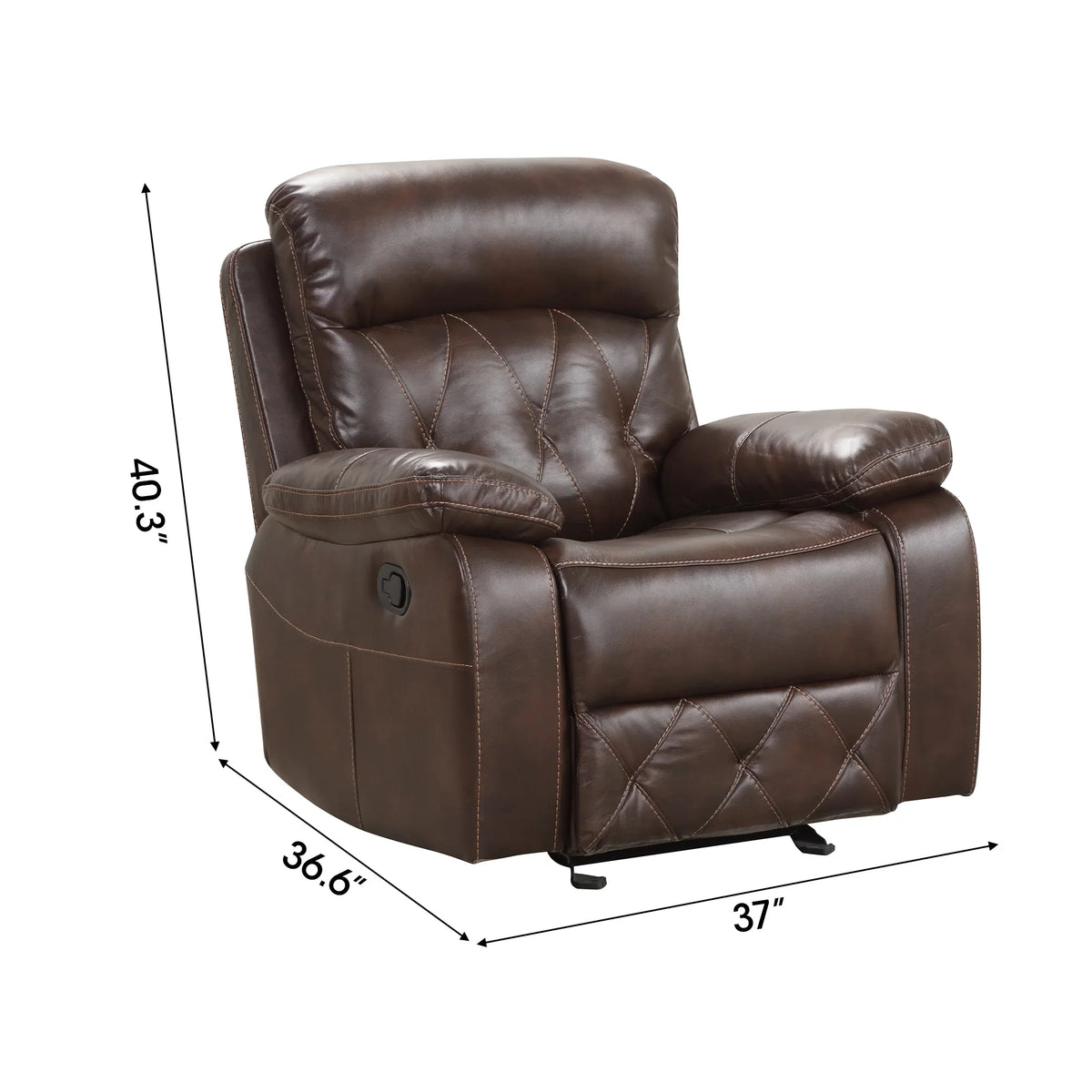 Osias 37 Inch Leatherette Manual Recliner with Pillow Top Arms