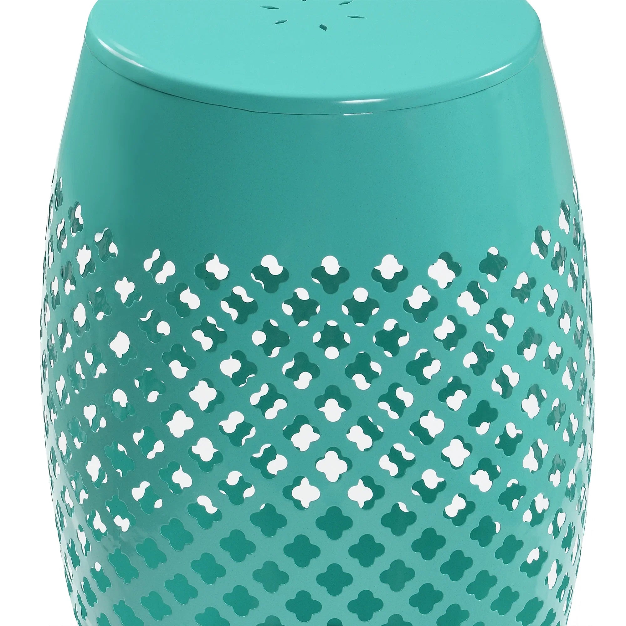 12" Green Iron Drum Side Table