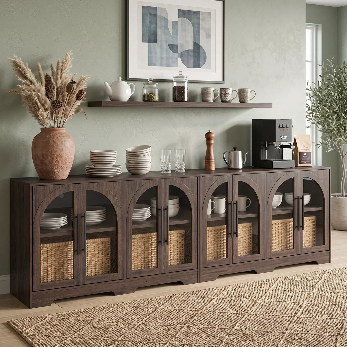 55 Inch TV Stand Console Sideboard Buffet with Adjustable Shelves