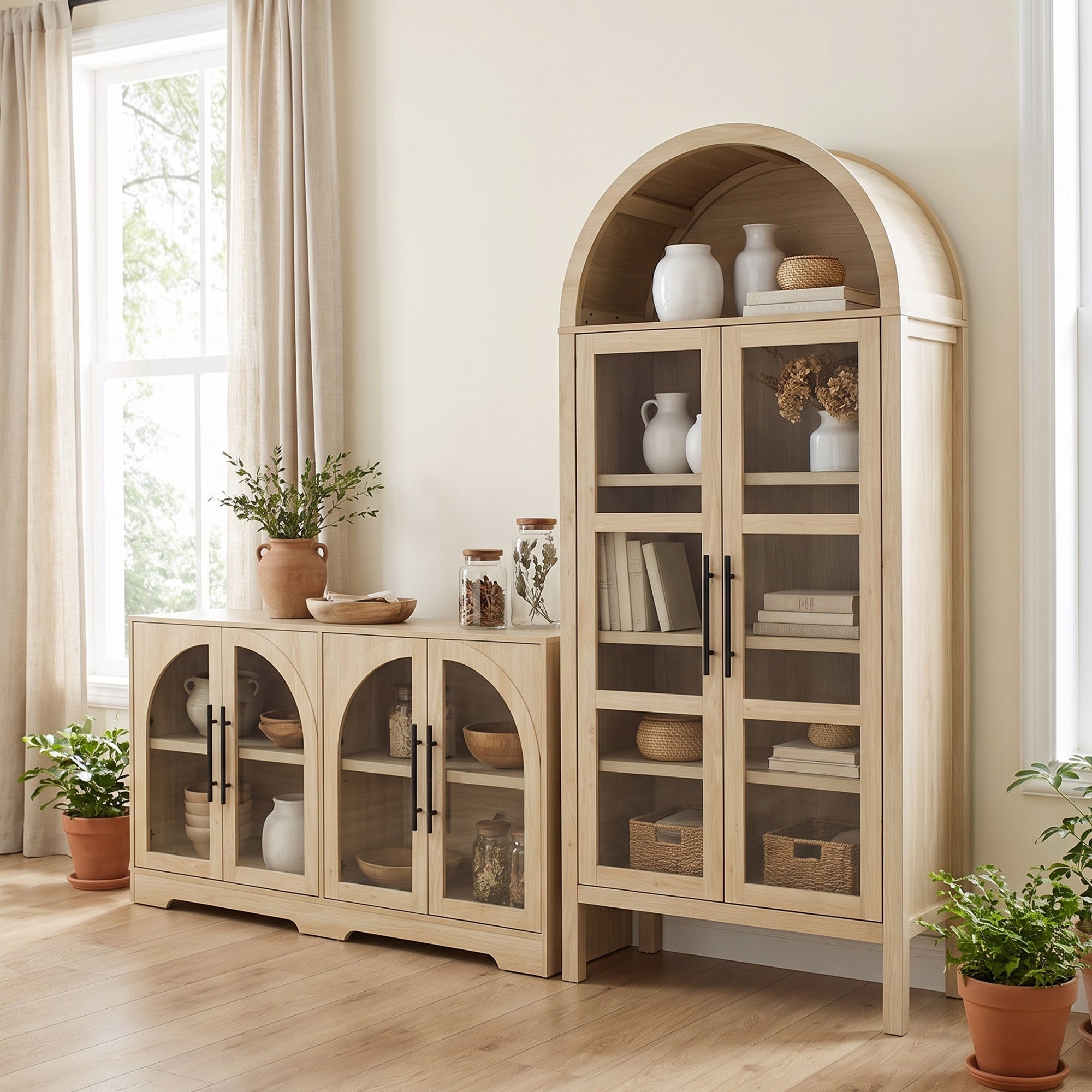 2-Piece Bookcases & Cabinets with Adjustable Shelves
