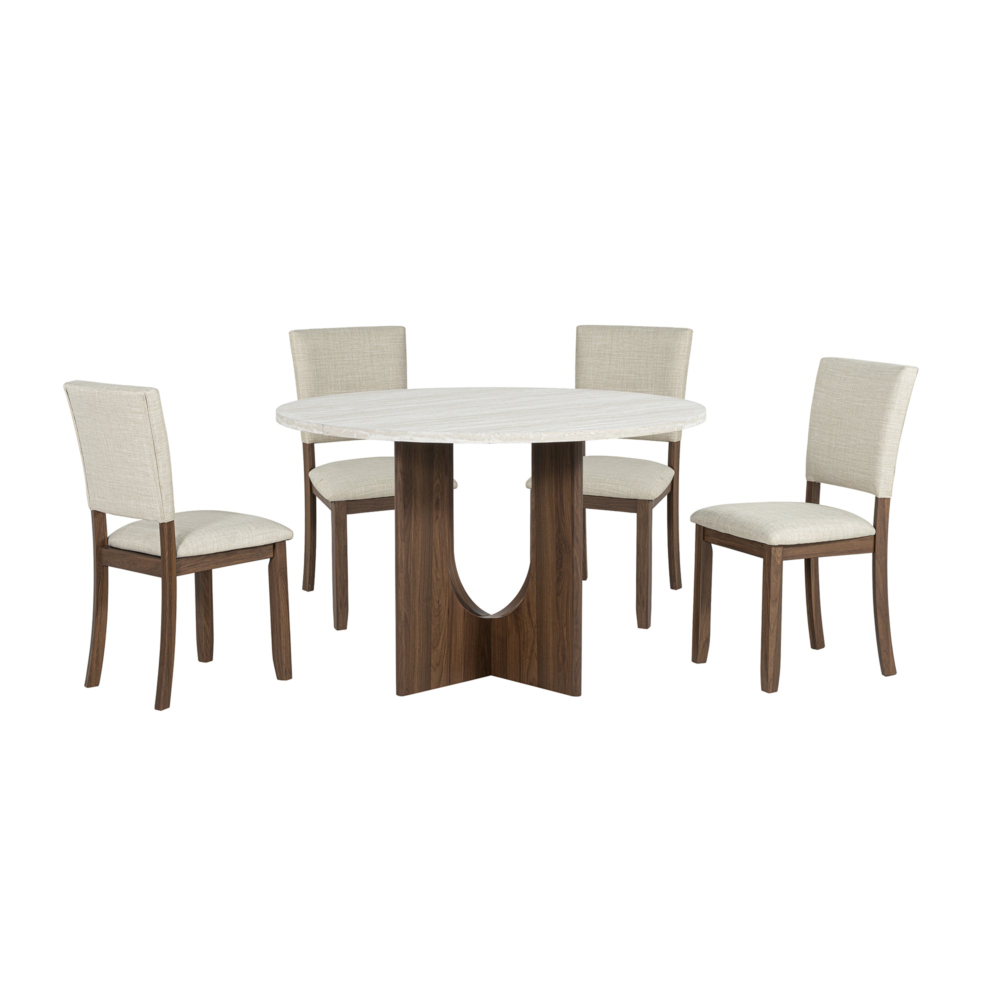 Oberto 47.3" Round Dining Table with Four Side Chairs
