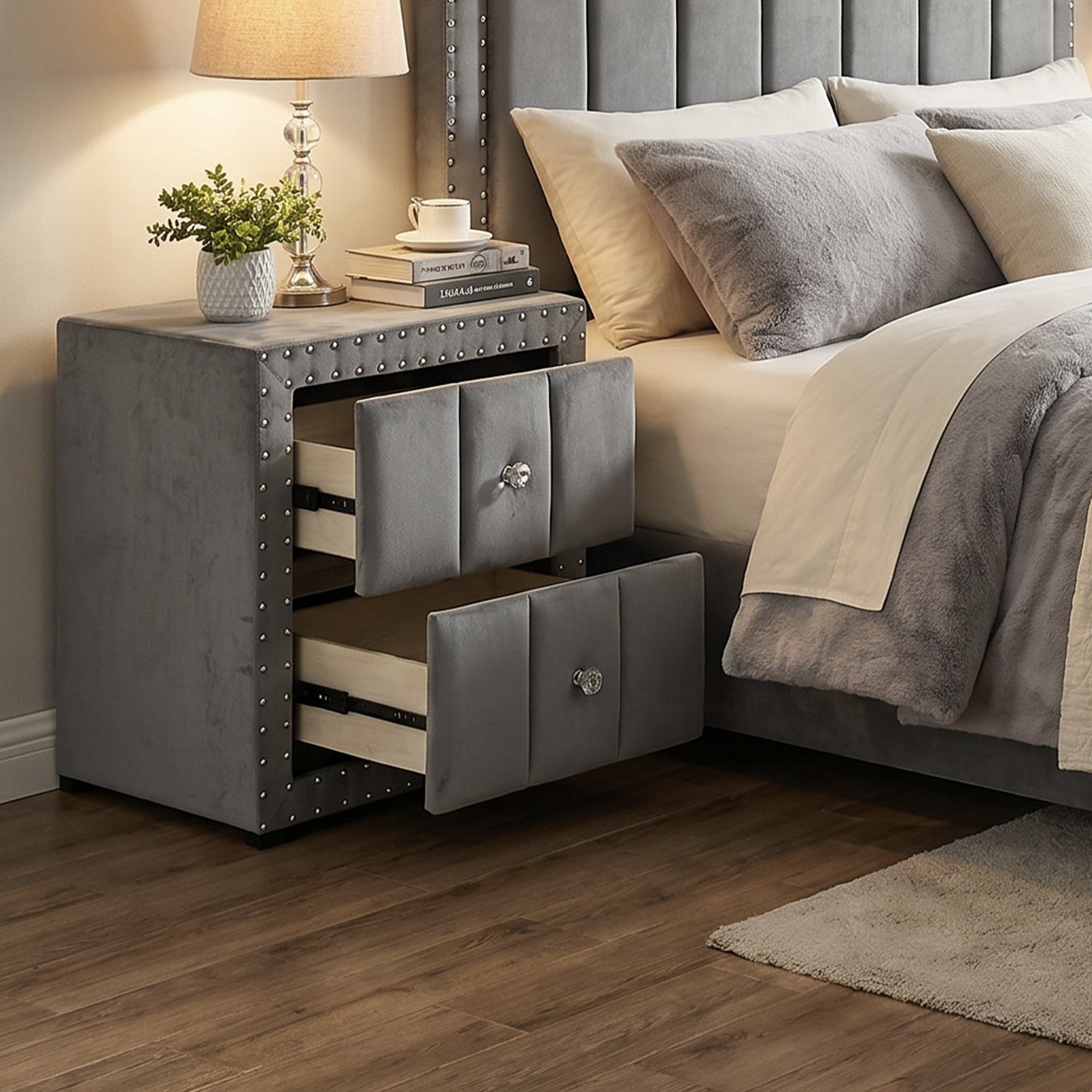 3-Piece Farese Full & Queen Storage Platform Bedroom Set with LED Light