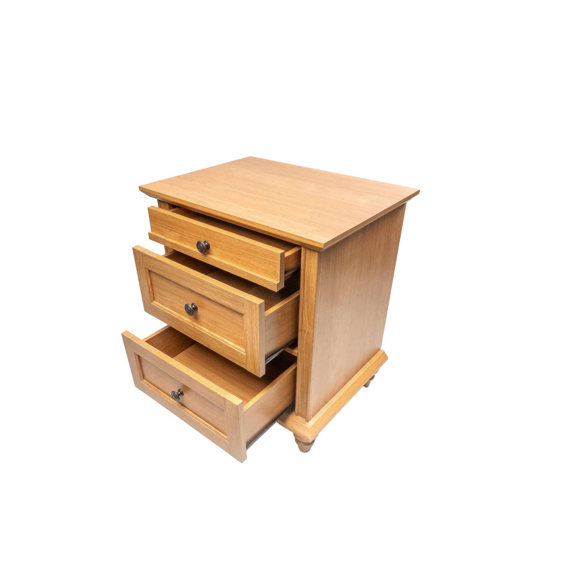 24 Inch Transitional 3-Drawer Nightstand with Solid Wood Legs