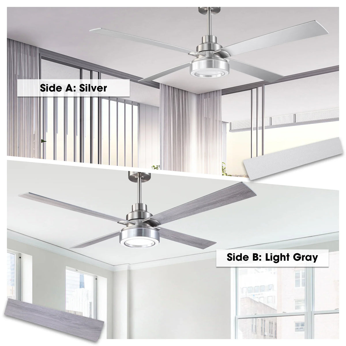 Vaczon 52 Inch 60 Inch Karen Double-sided Blades Smart Fan with LED Light