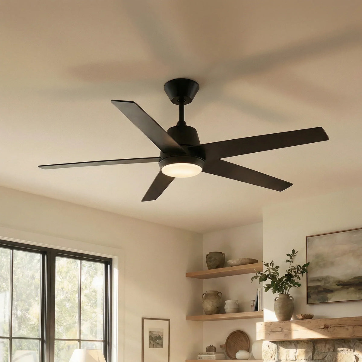 Vaczon 52 Inch Otis Downrod Mount LED Ceiling Fan with APP & Remote Control
