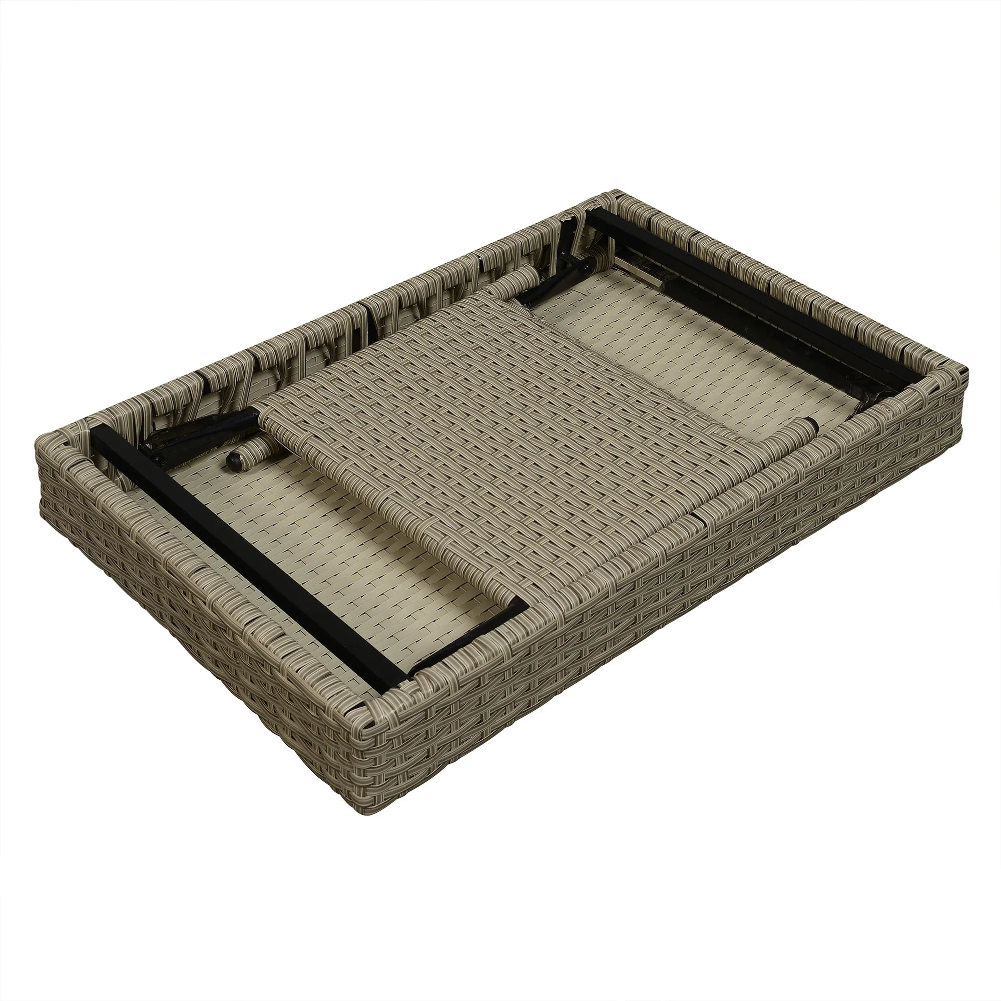23.5" Portable Outdoor Folding Wicker Table