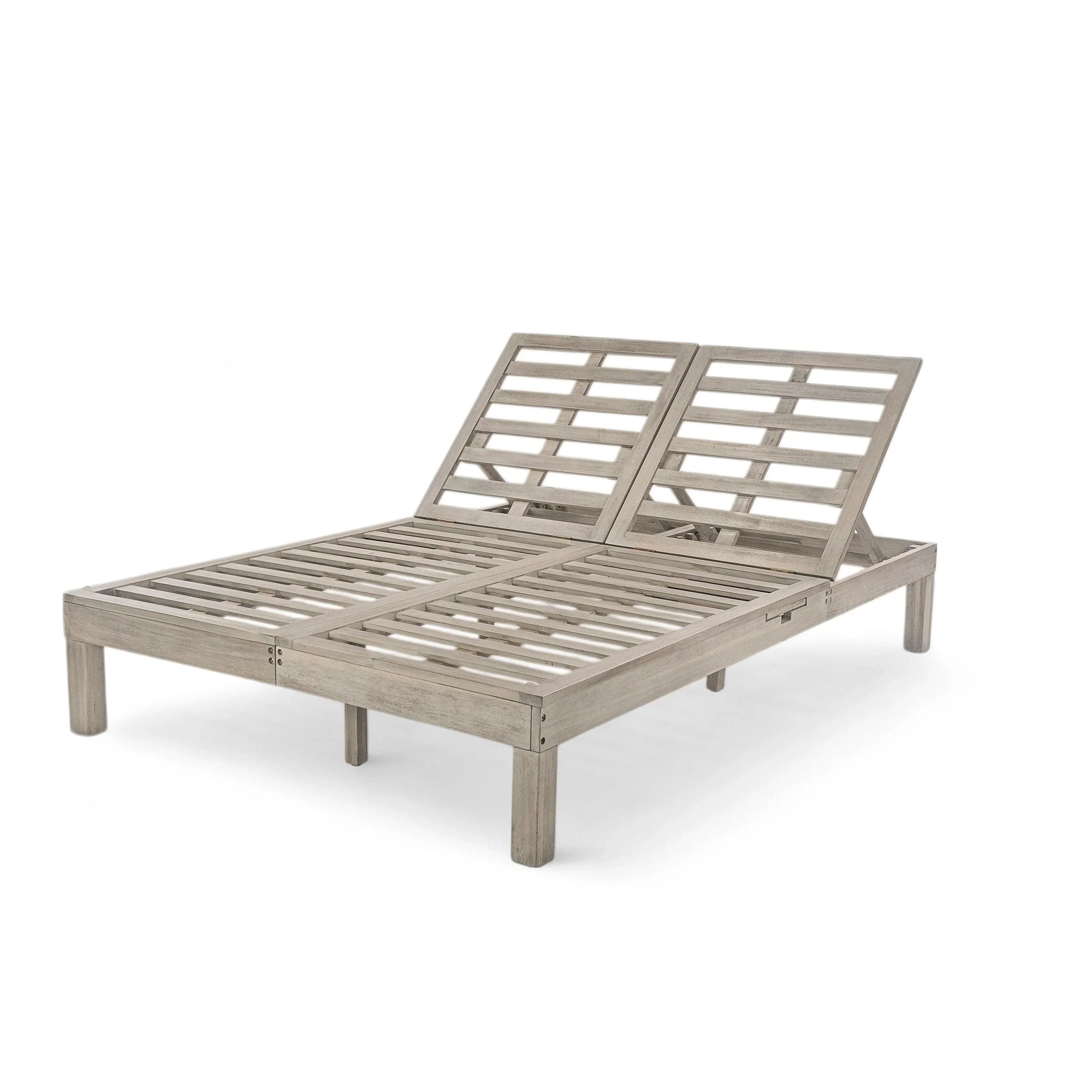 5-Position Adjustable Backrest Outdoor Chaise Lounge Daybed with Cushion and Folding Side Trays for 2 People, Poolside Garden