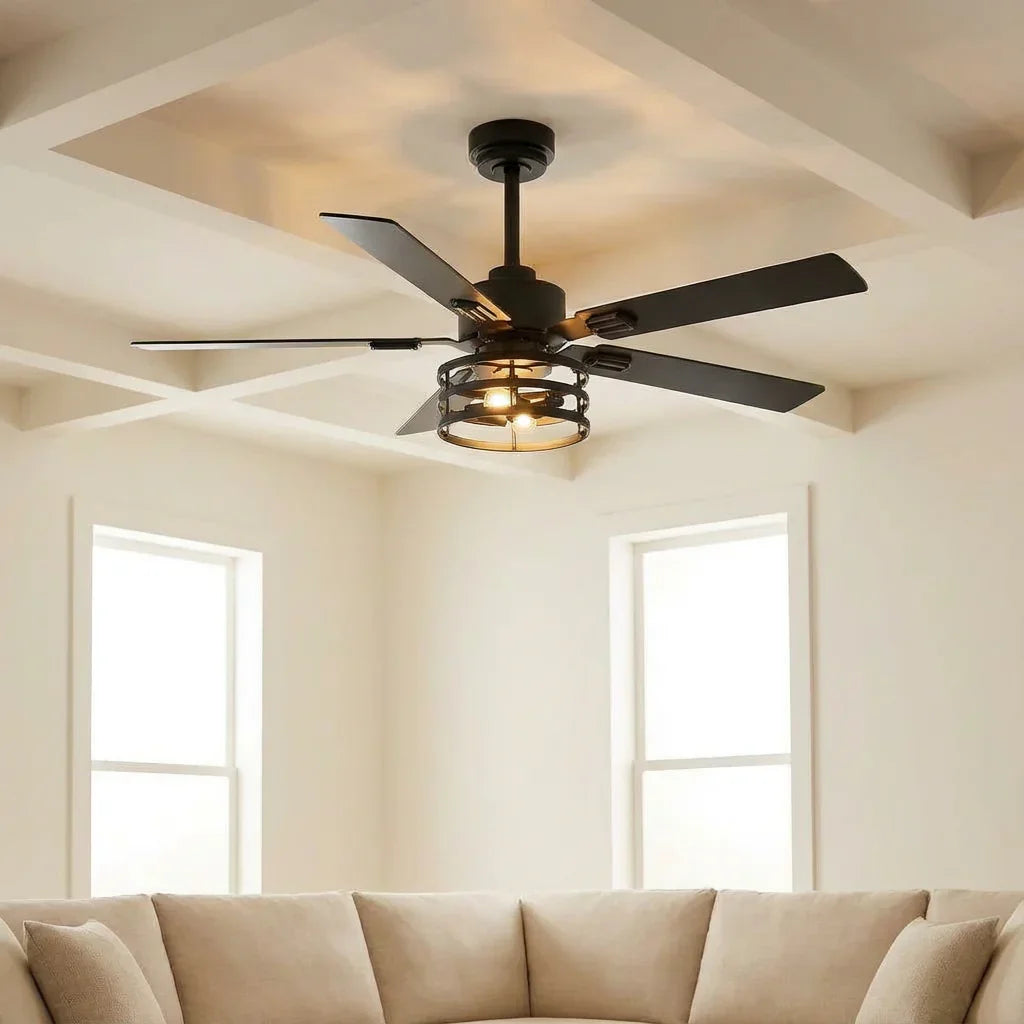 Vaczon 52 Inch 60 Inch Industrial Downrod Ceiling Fan with Light and APP & Remote Control