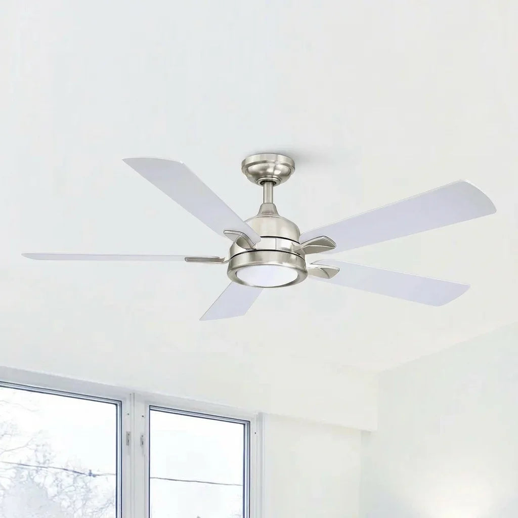 52" Tata Nagar Industrial Brush Nickel Downrod Mount Reversible Ceiling Fan with Lighting and Remote Control