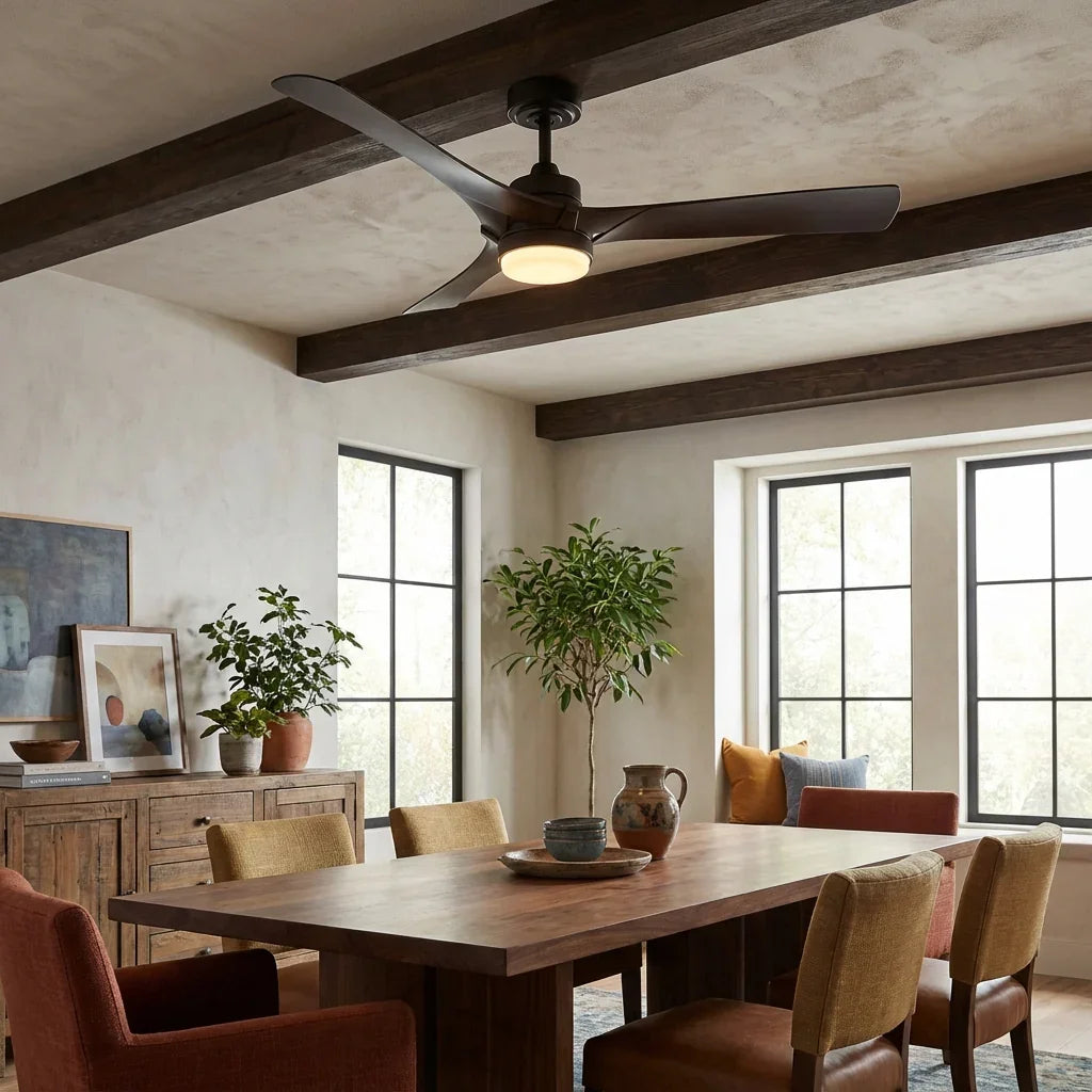 52 Inch Ivy Industrial Downrod Mount LED Ceiling Fan with Remote Control