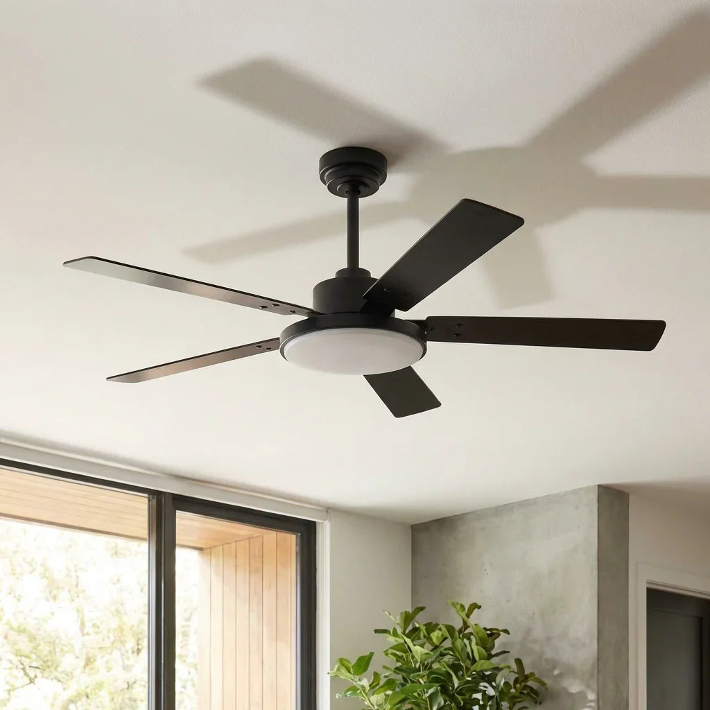 Vaczon 52 Inch 5 Blades DC Motor Modern Downrod Ceiling Fan with LED Light and Remote Control
