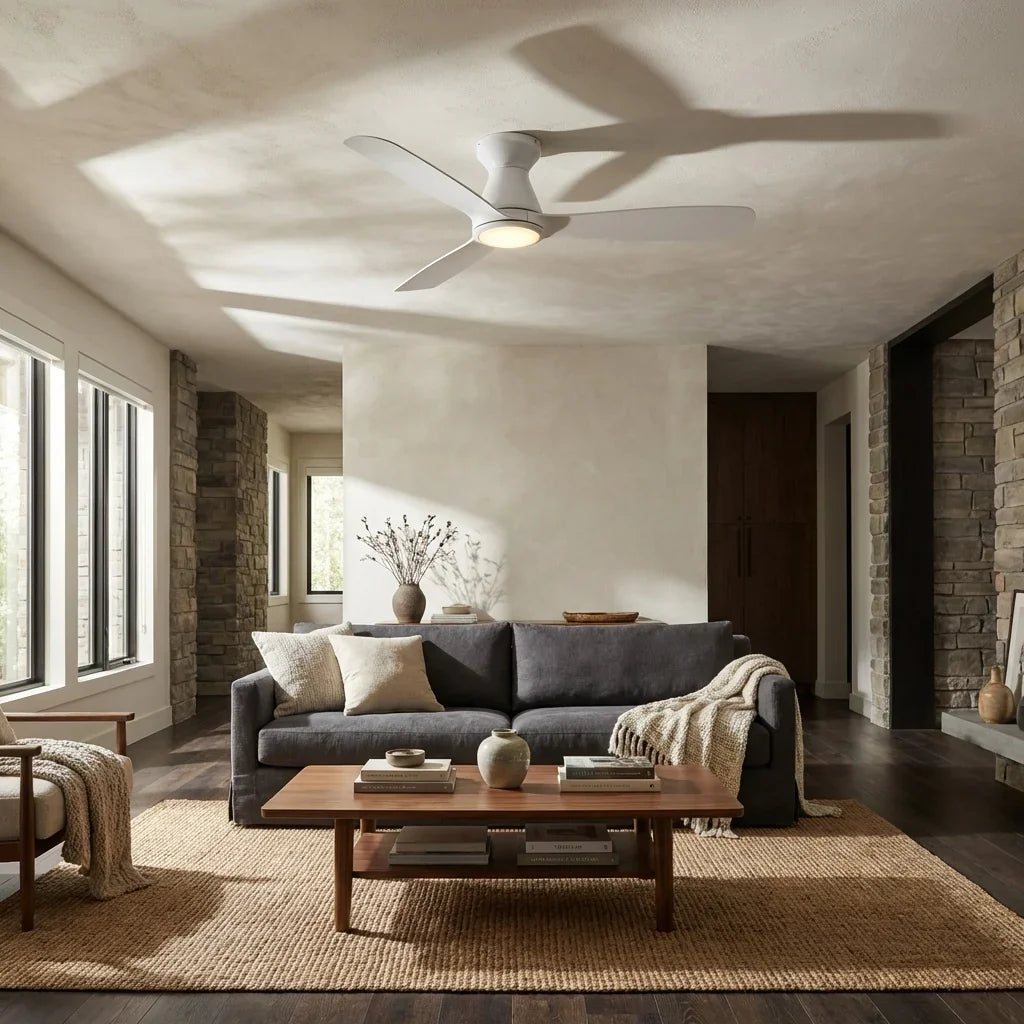 52" Ahmedabad Industrial DC Motor Flush Mount Reversible Ceiling Fan with LED Lighting and Remote Control