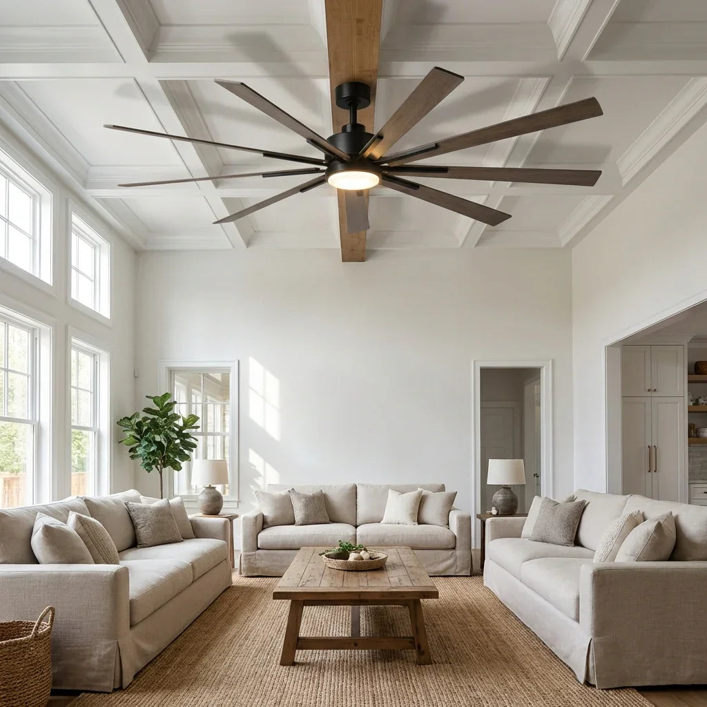 72 Inch Aries Black Downrod Mount LED Windmill Ceiling Fan with Remote Control