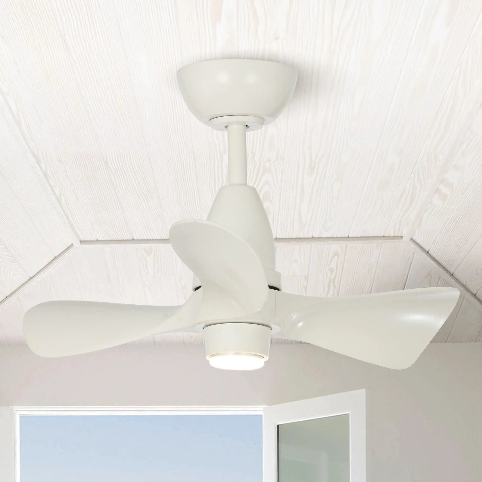 28" Kwang Rustic DC Motor Downrod Mount Reversible Ceiling Fan with LED Lighting and Remote Control - ParrotUncle