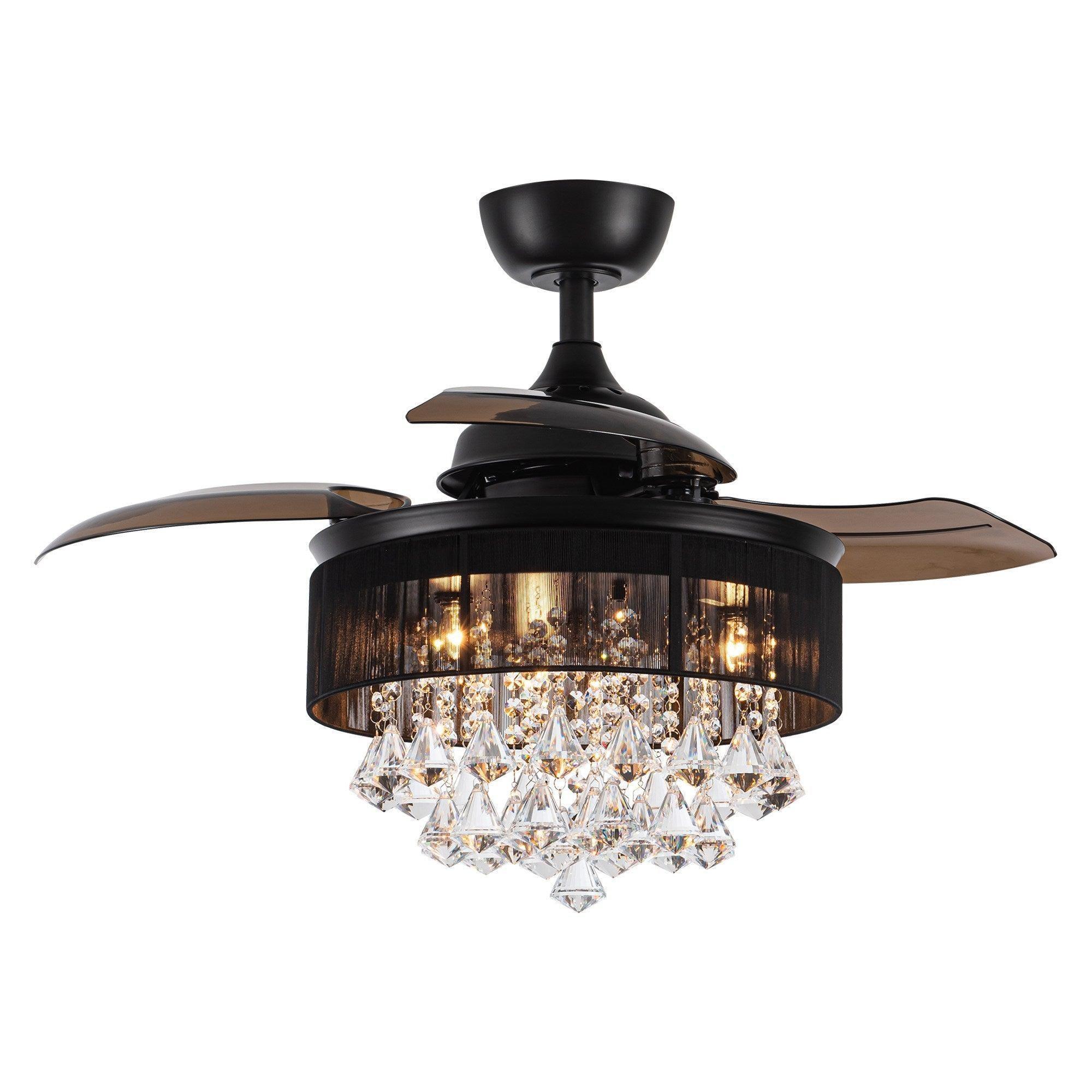 36" Bangaiore Modern Downrod Mount Crystal Ceiling Fan with Lighting and Remote Control - ParrotUncle