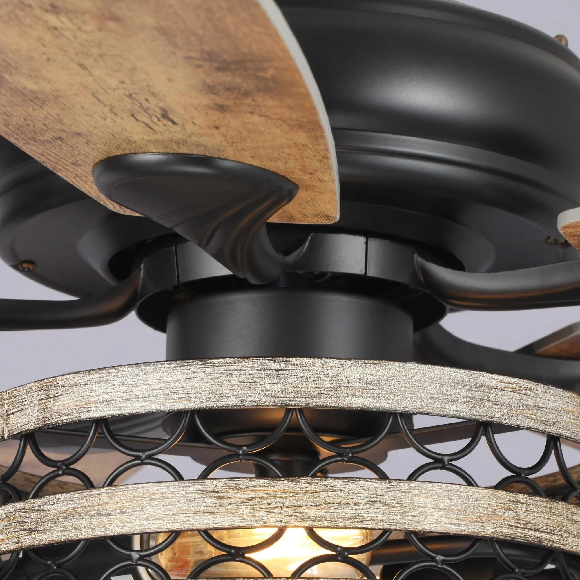 52" Hyderabad-Secunderabad Farmhouse Downrod Mount Reversible Ceiling Fan with Lighting and Remote Control - ParrotUncle