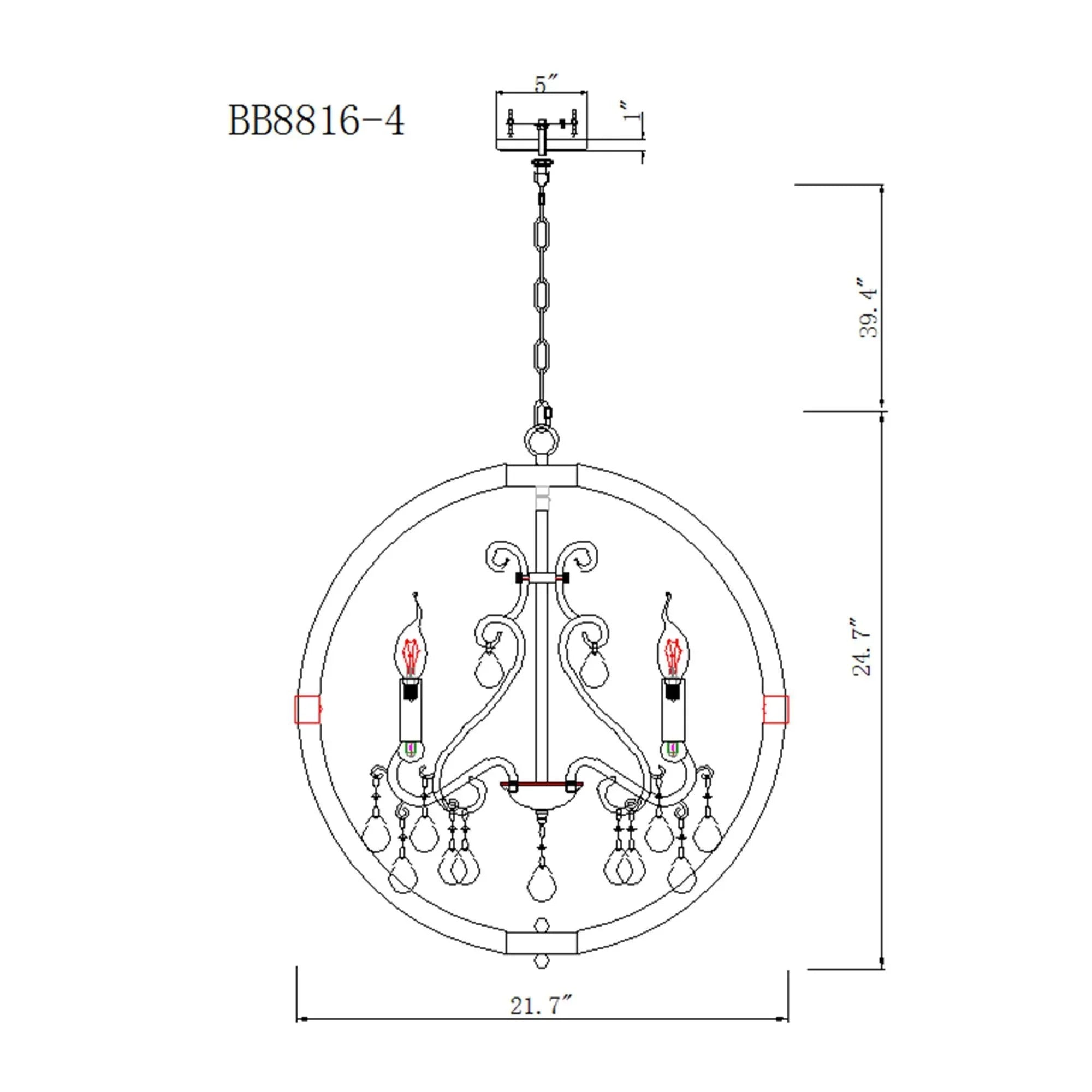 Retha Brown 4-Light Caged Chandelier - ParrotUncle